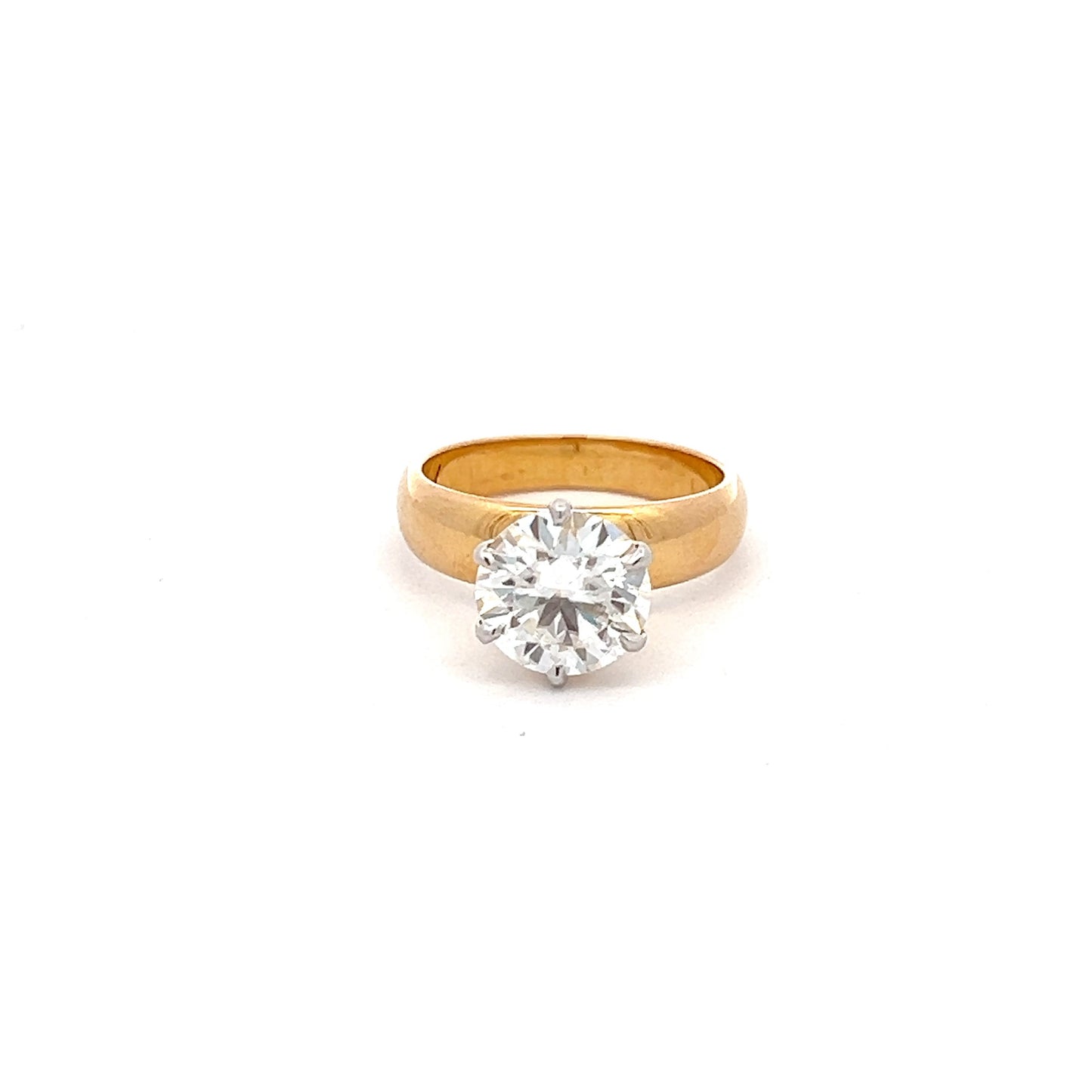 Pure Brilliance 3ct Round Shape Ring In 14k Gold With Diamos Lab Grown Moissanite