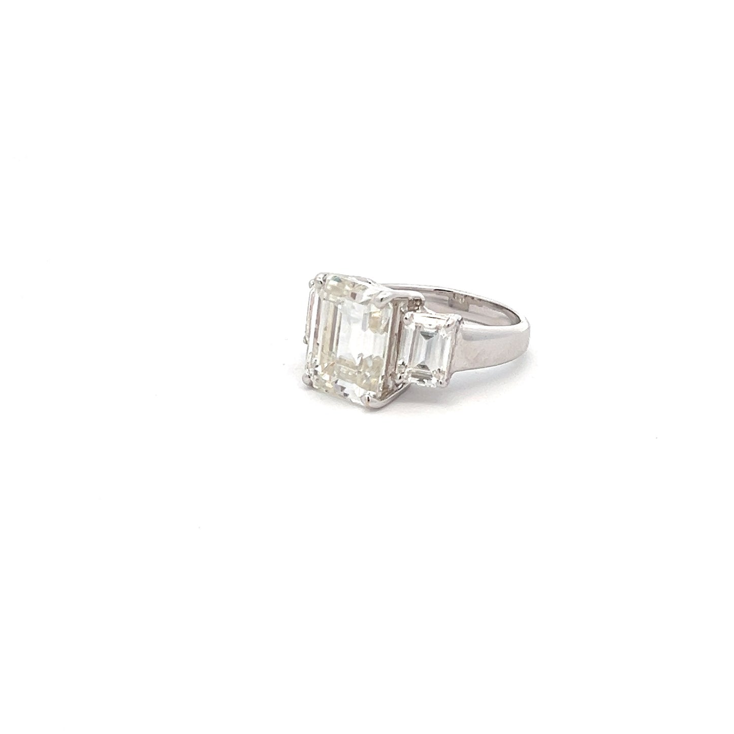 Crystal Harmony 8.5ct Emerald Shape Ring In 14k White Gold With Diamos Lab Grown Moissanite