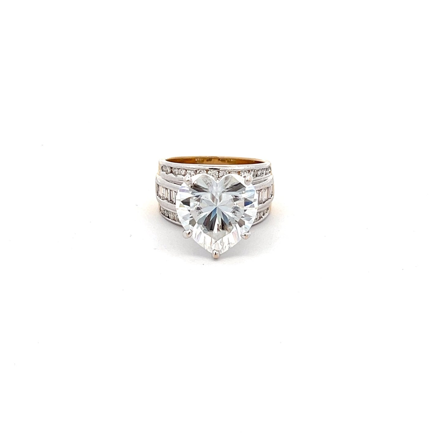 Glittering Grace 9.2ct Heart Shape Ring In 14k Gold With Diamos Lab Grown Moissanite