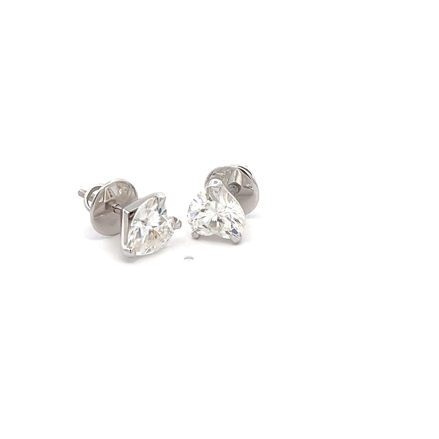 GleamGems 5ct Heart Shape Ear Studds in 14k White Gold with Diamos Lab Grown Moissanite