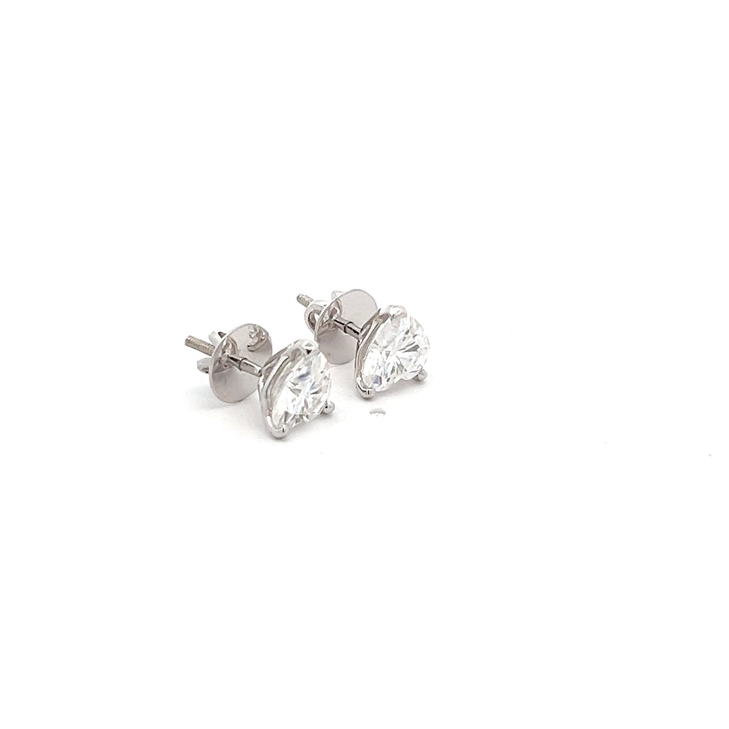 ShineDots 3ct Heart Shape Ear Studds In 14k White Gold With Diamos Lab Grown Moissanite