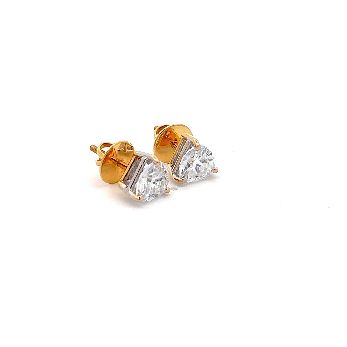 DazzleDrops 3.6ct Trillion Shape Ear Studds In 14k Gold With Diamos Lab Grown Moissanite