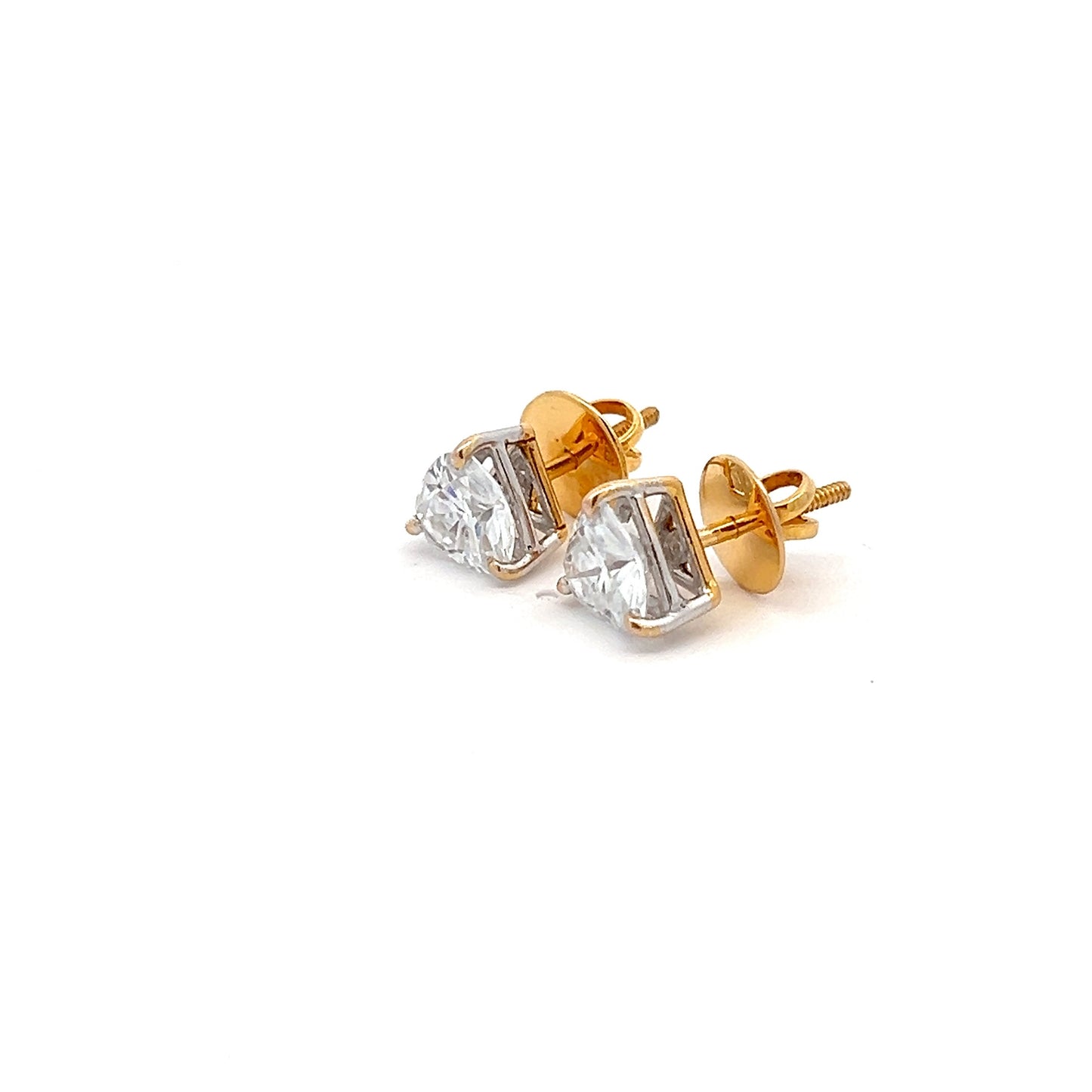 DazzleDrops 3.6ct Trillion Shape Ear Studds In 14k Gold With Diamos Lab Grown Moissanite