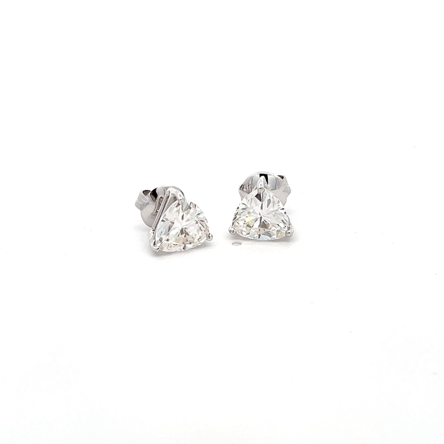 RadiantRocks 4.8ct Trillion Shape Ear Studds In 14k White Gold With Diamos Lab Grown Moissanite