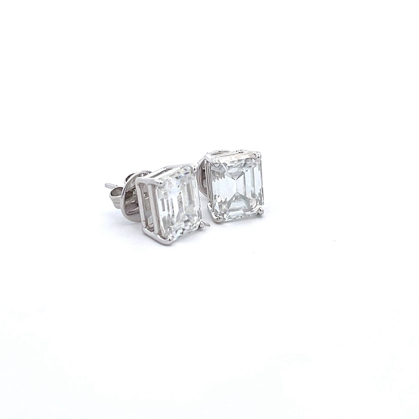 BrightBuds 10ct Emerald Cut Ear Studds In 14k White Gold With Diamos Lab Grown Moissanite