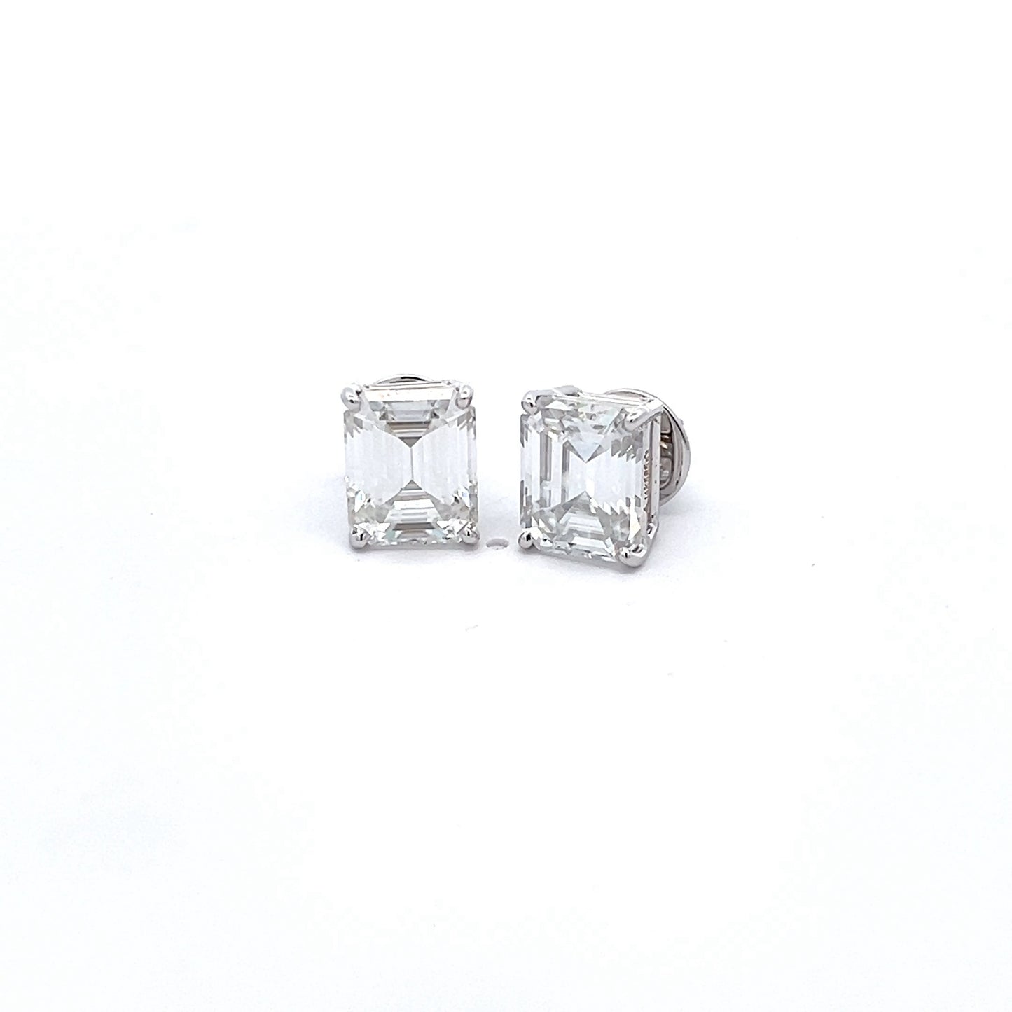 BrightBuds 10ct Emerald Cut Ear Studds In 14k White Gold With Diamos Lab Grown Moissanite