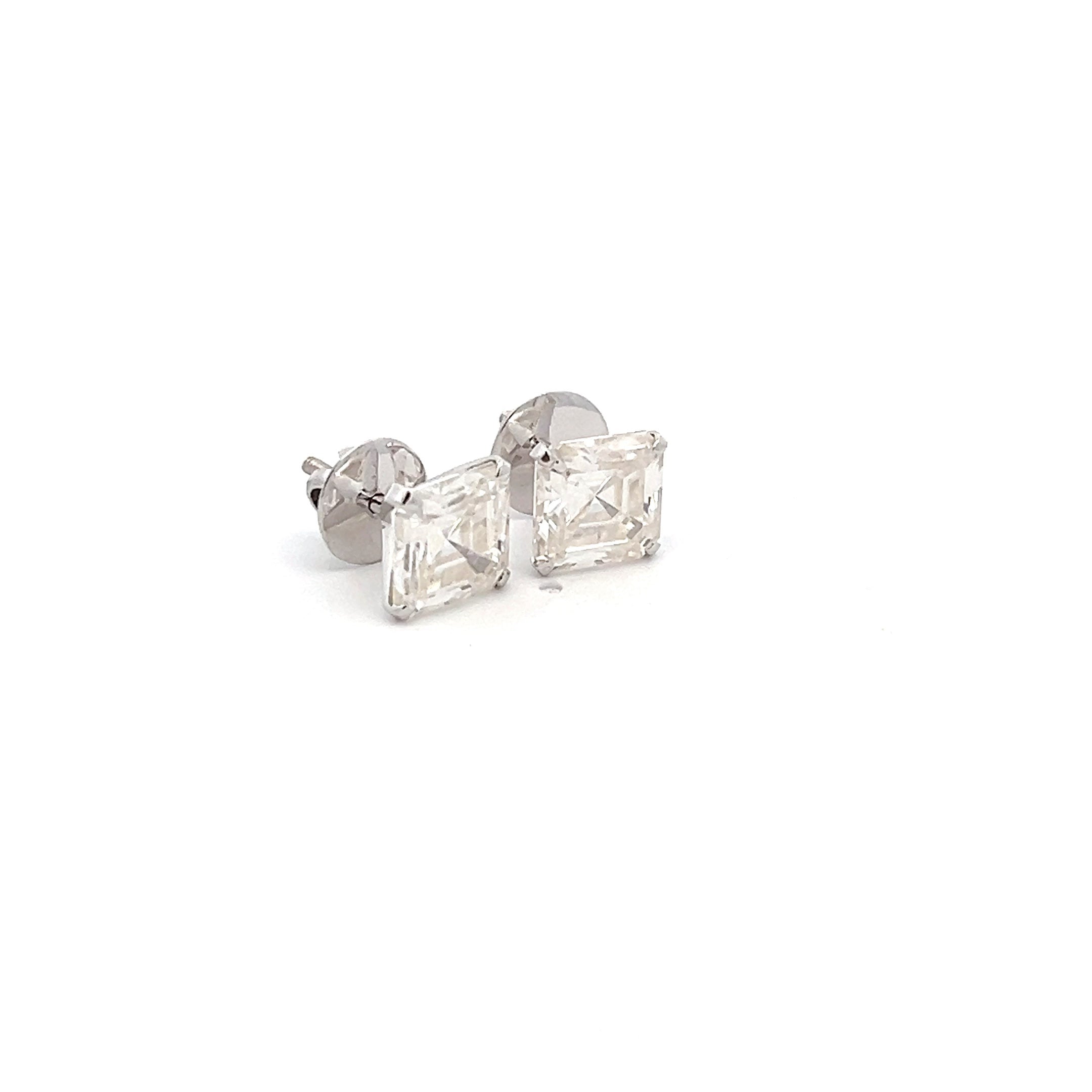 LusterLinks 4.5ct Asscher Shape Ear Studds In 14k White Gold With Diamos Lab Grown Moissanite