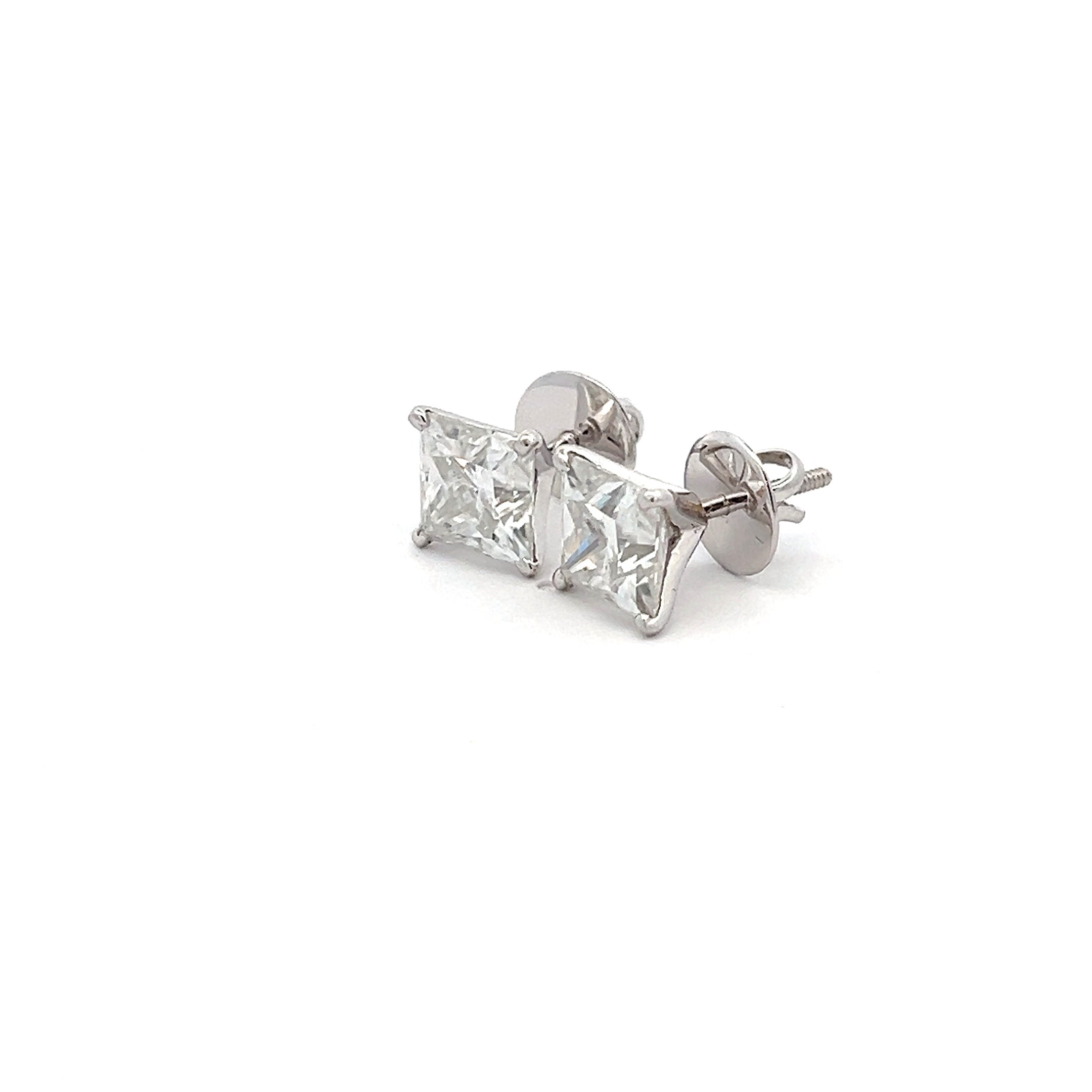 TwinkleTops 4.5ct Square Shape Ear Studds In 14k White Gold With Diamos Lab Grown Moissanite