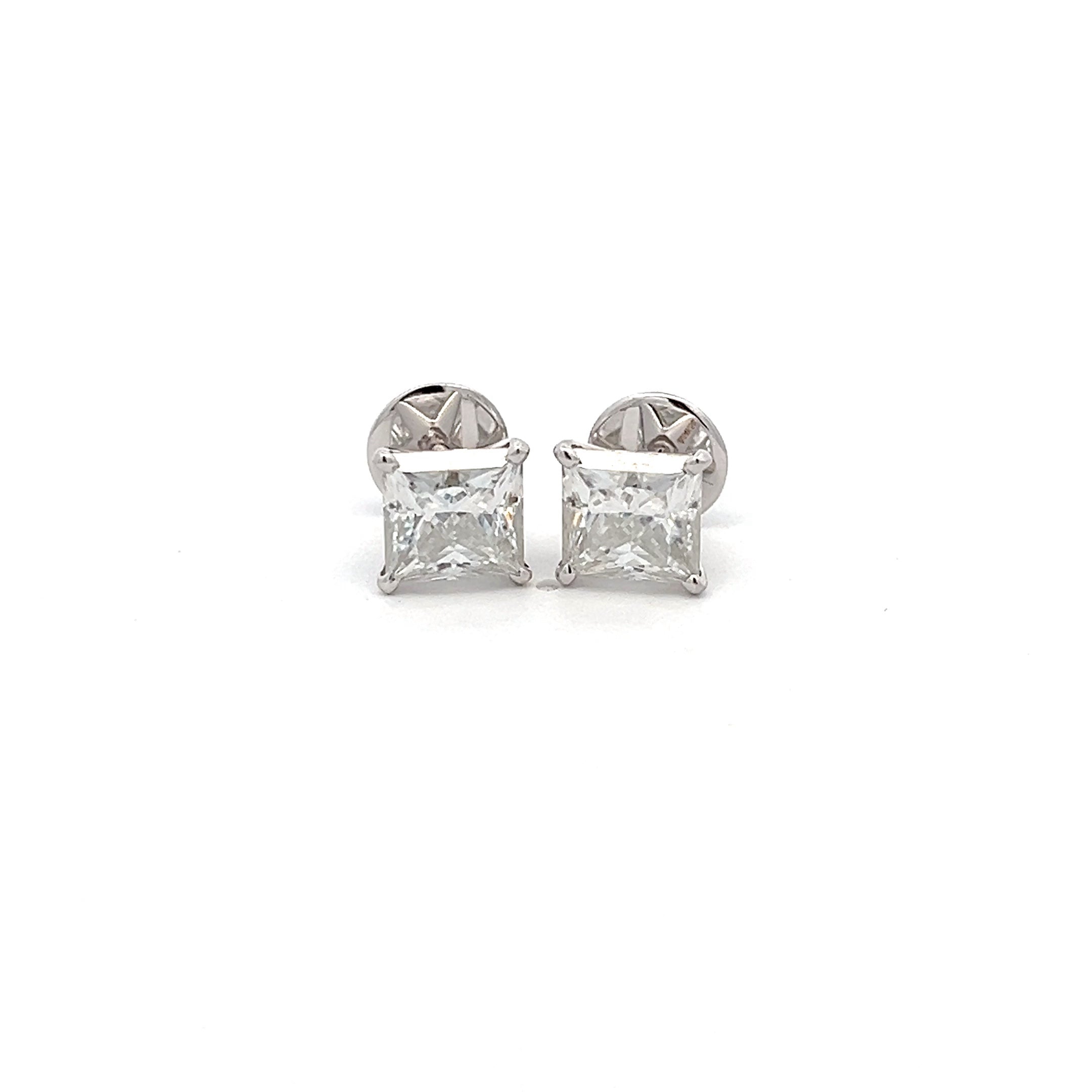 TwinkleTops 4.5ct Square Shape Ear Studds In 14k White Gold With Diamos Lab Grown Moissanite