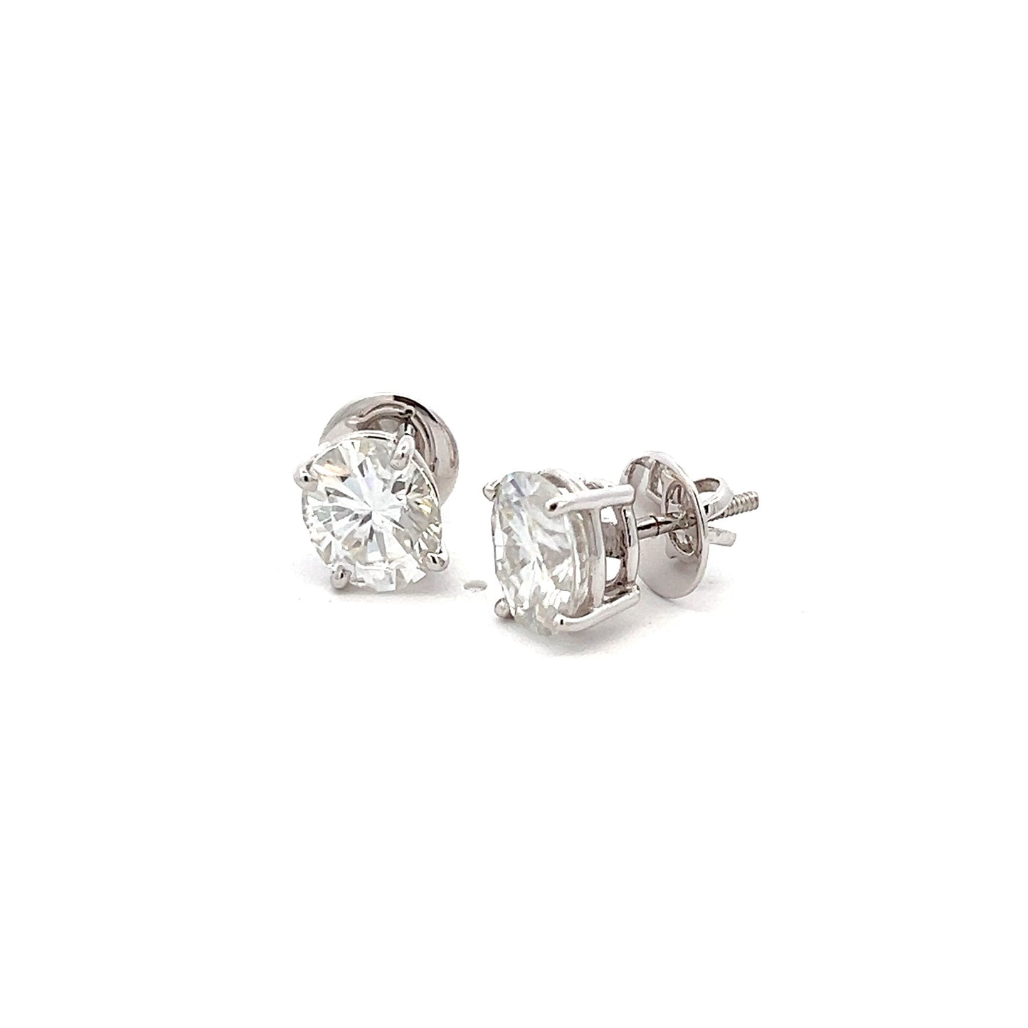 StarGleam 8.4ct Oval Shape Ear Studds In 14k White Gold With Diamos Lab Grown Moissanite