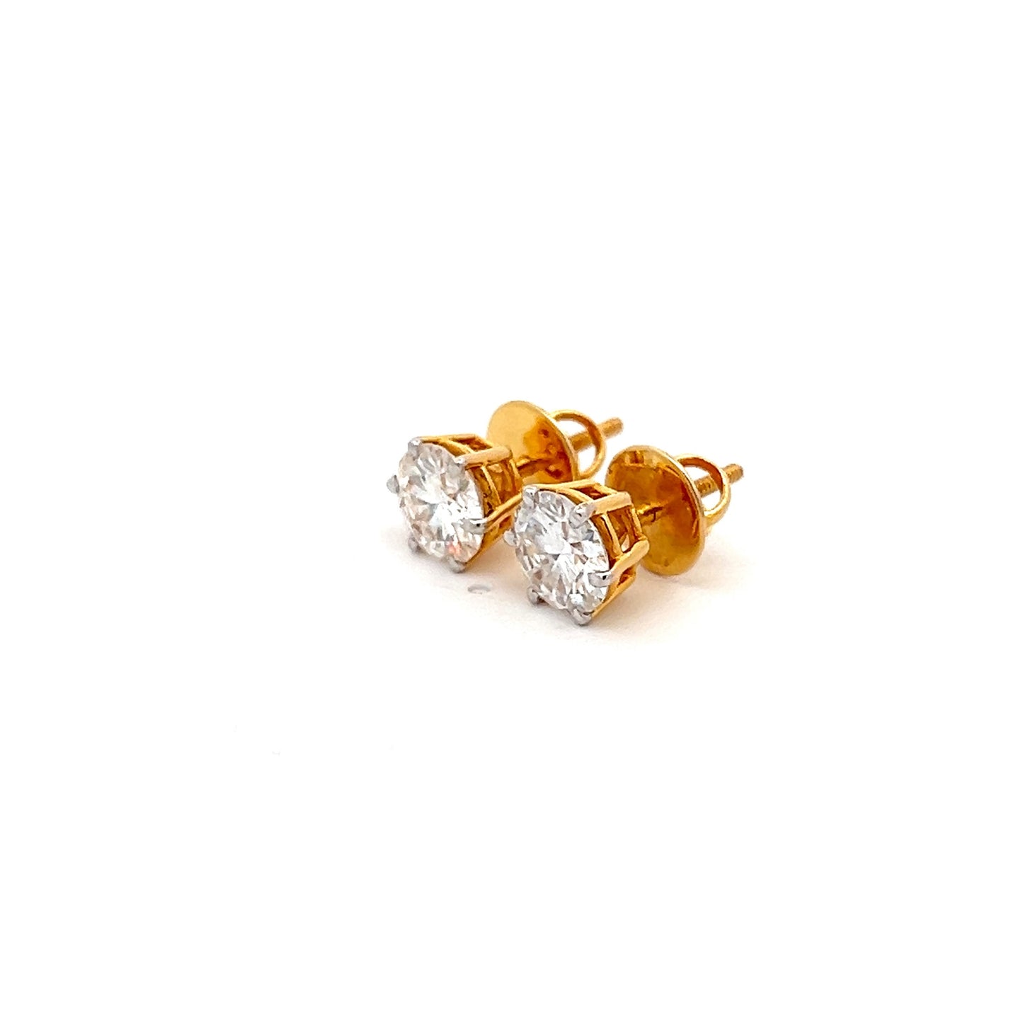 GlitzDot 2.5ct Round Shape Ear Studds In 14k Gold With Diamos Lab Grown Moissanite