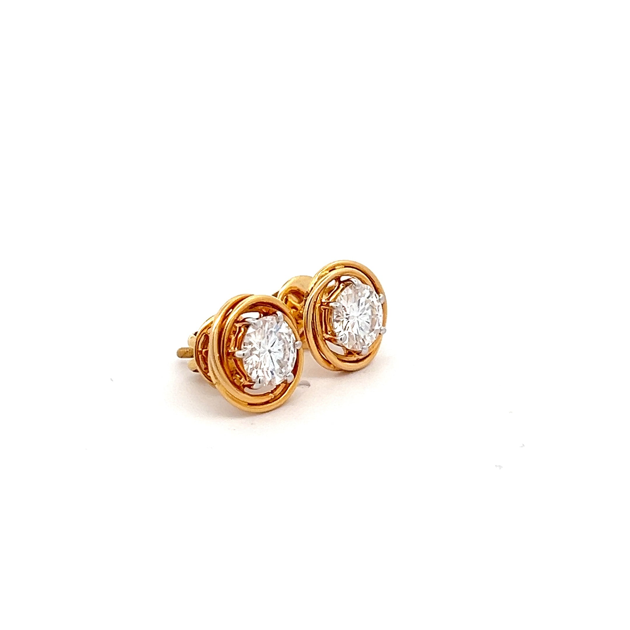 SparkPetal 2.5ct Round Shape Ear Studds In 14k Gold With Diamos Lab Grown Moissanite