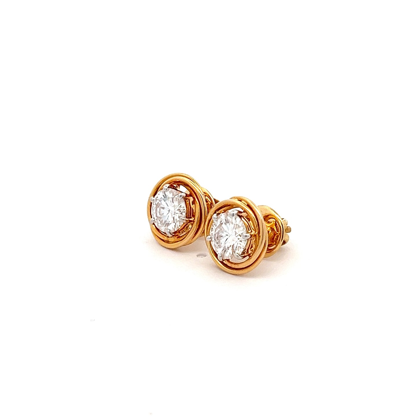 SparkPetal 2.5ct Round Shape Ear Studds In 14k Gold With Diamos Lab Grown Moissanite