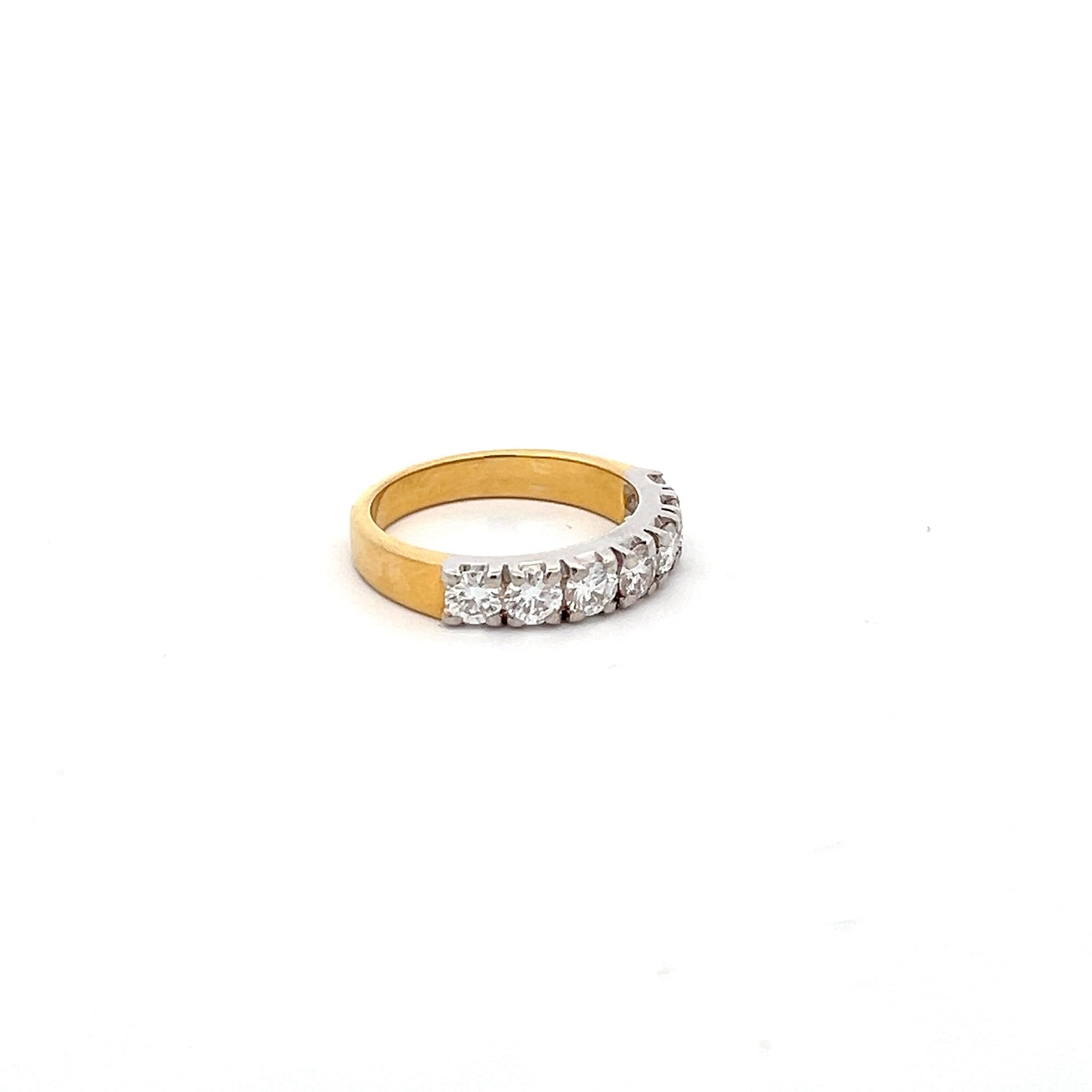 Glimmer 1.12ct Round Shape Half Band Ring In 14k Gold With Diamos Lab Grown Moissanite