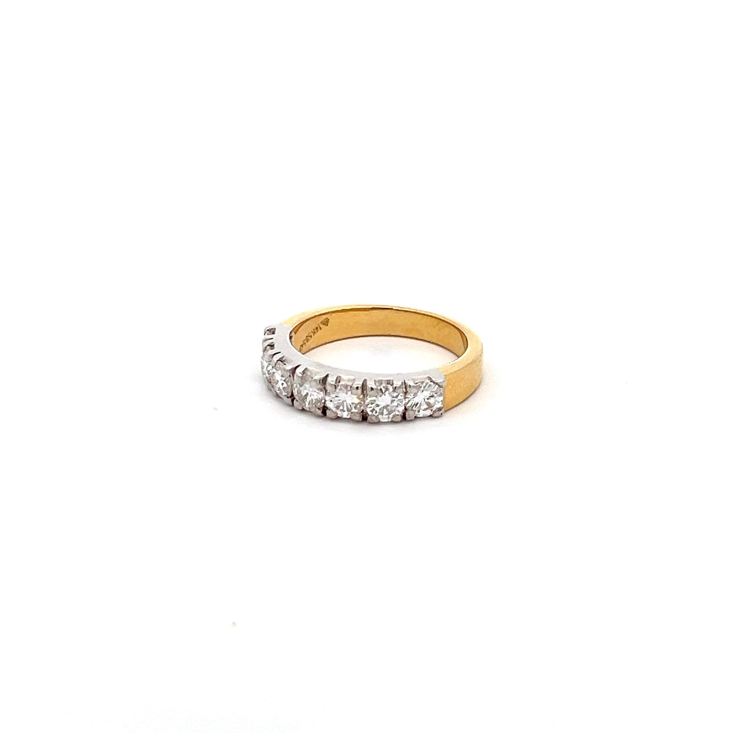 Glimmer 1.12ct Round Shape Half Band Ring In 14k Gold With Diamos Lab Grown Moissanite