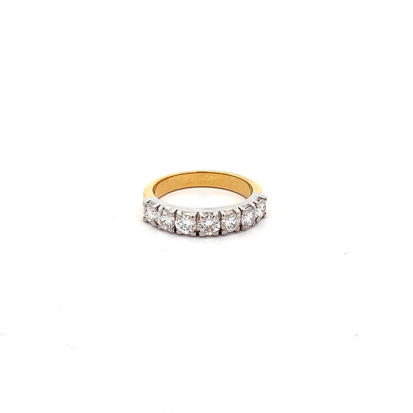 Glimmer 1.12ct Round Shape Half Band Ring In 14k Gold With Diamos Lab Grown Moissanite