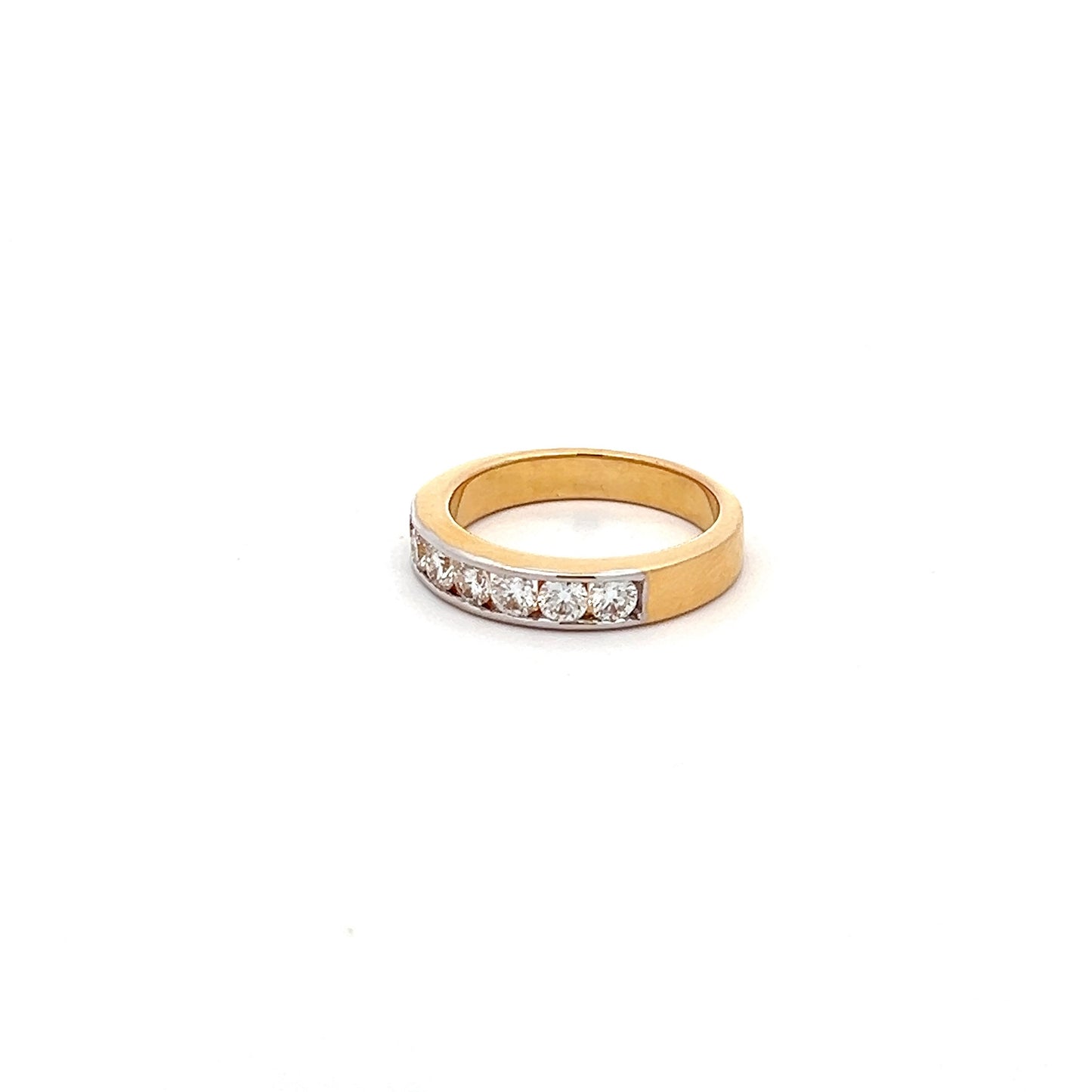 Aristo 0.7ct Round Shape Half Band Ring in 14k Gold with Diamos Lab Grown Moissanite