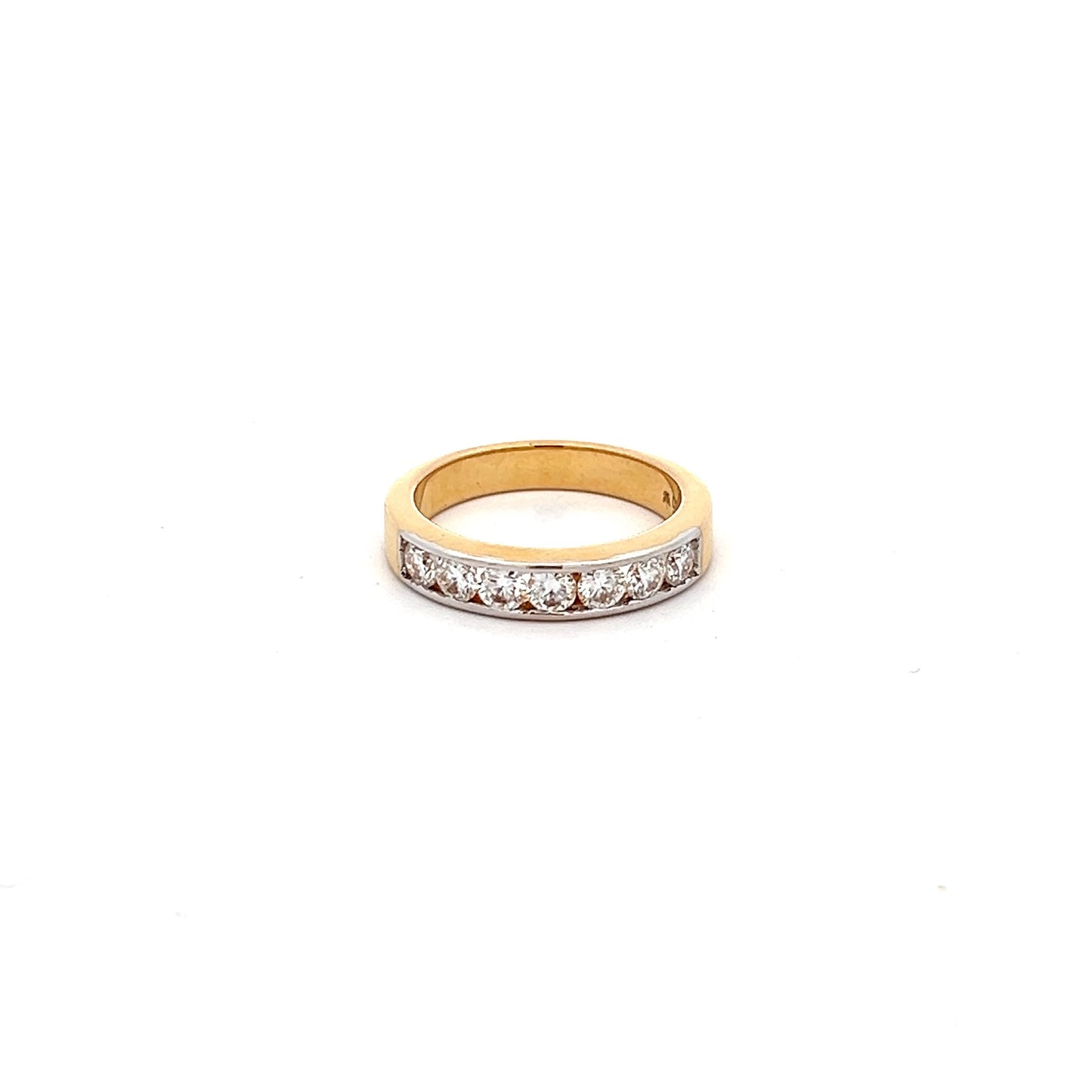 Aristo 0.7ct Round Shape Half Band Ring in 14k Gold with Diamos Lab Grown Moissanite