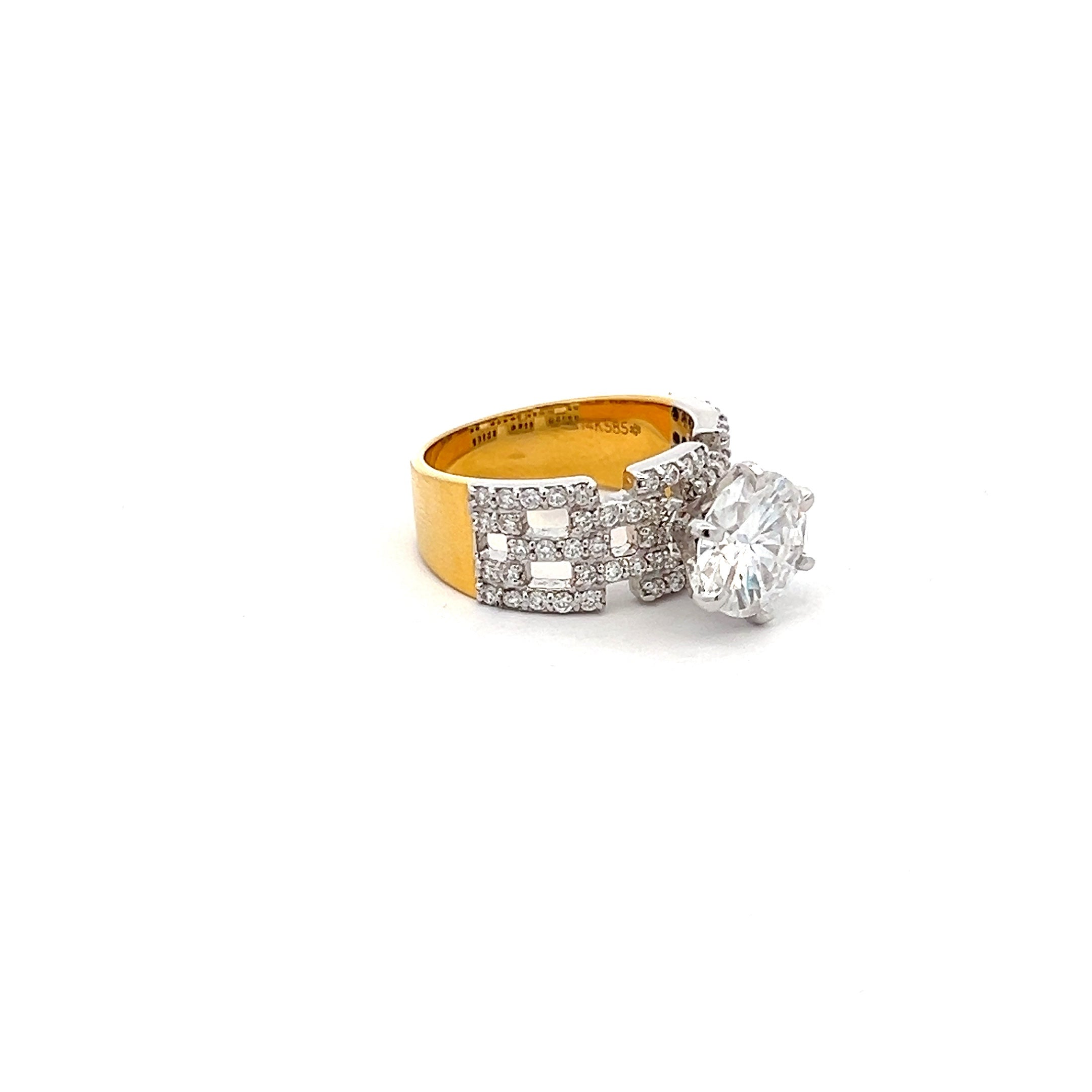 Ethereal Glimmer 3.82ct Round Shape Ring In 14k Gold With Diamos Lab Grown Moissanite