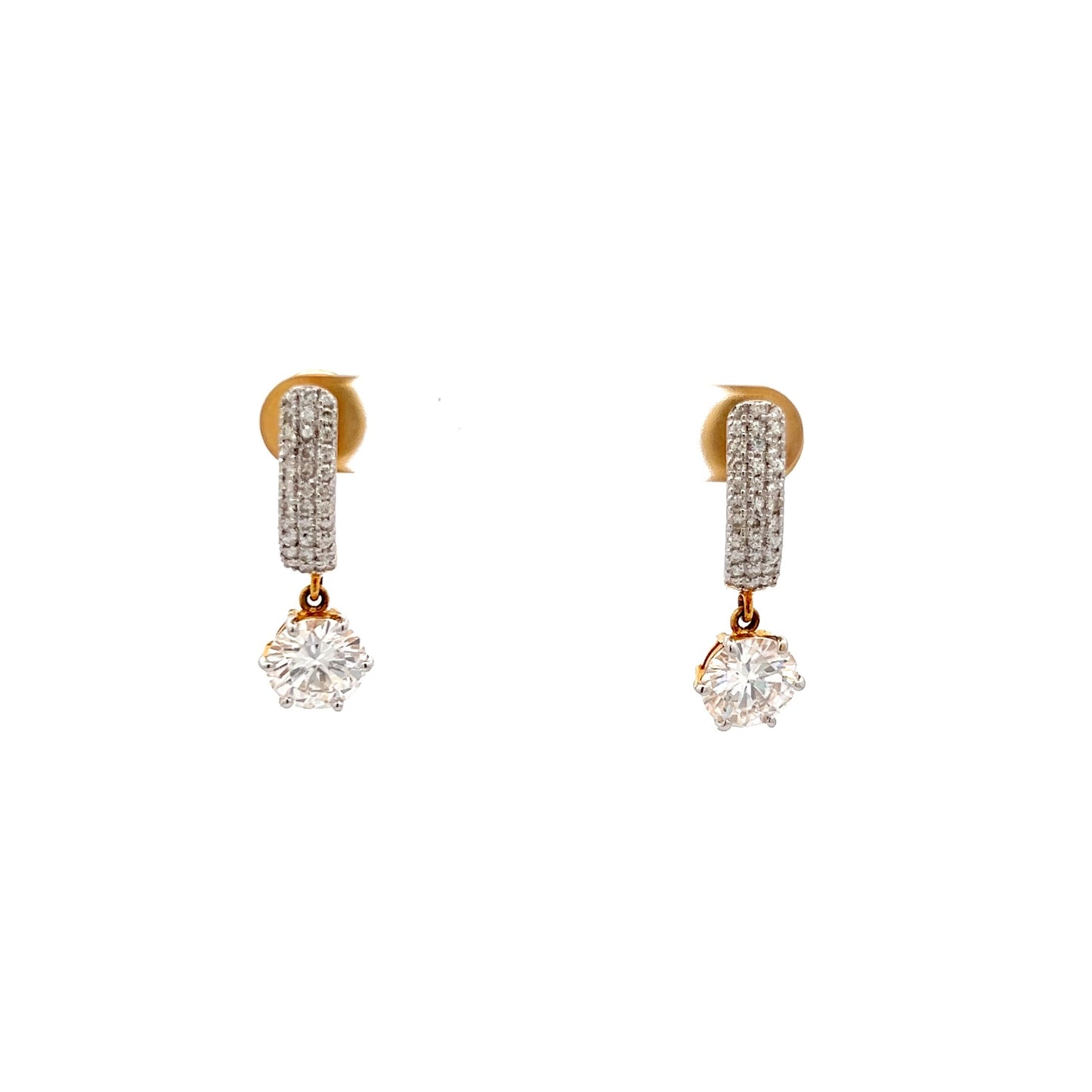 SparkPulse 5.62ct Round Shape Ear Stud In 14k Gold With Diamos Lab Grown Moissanite