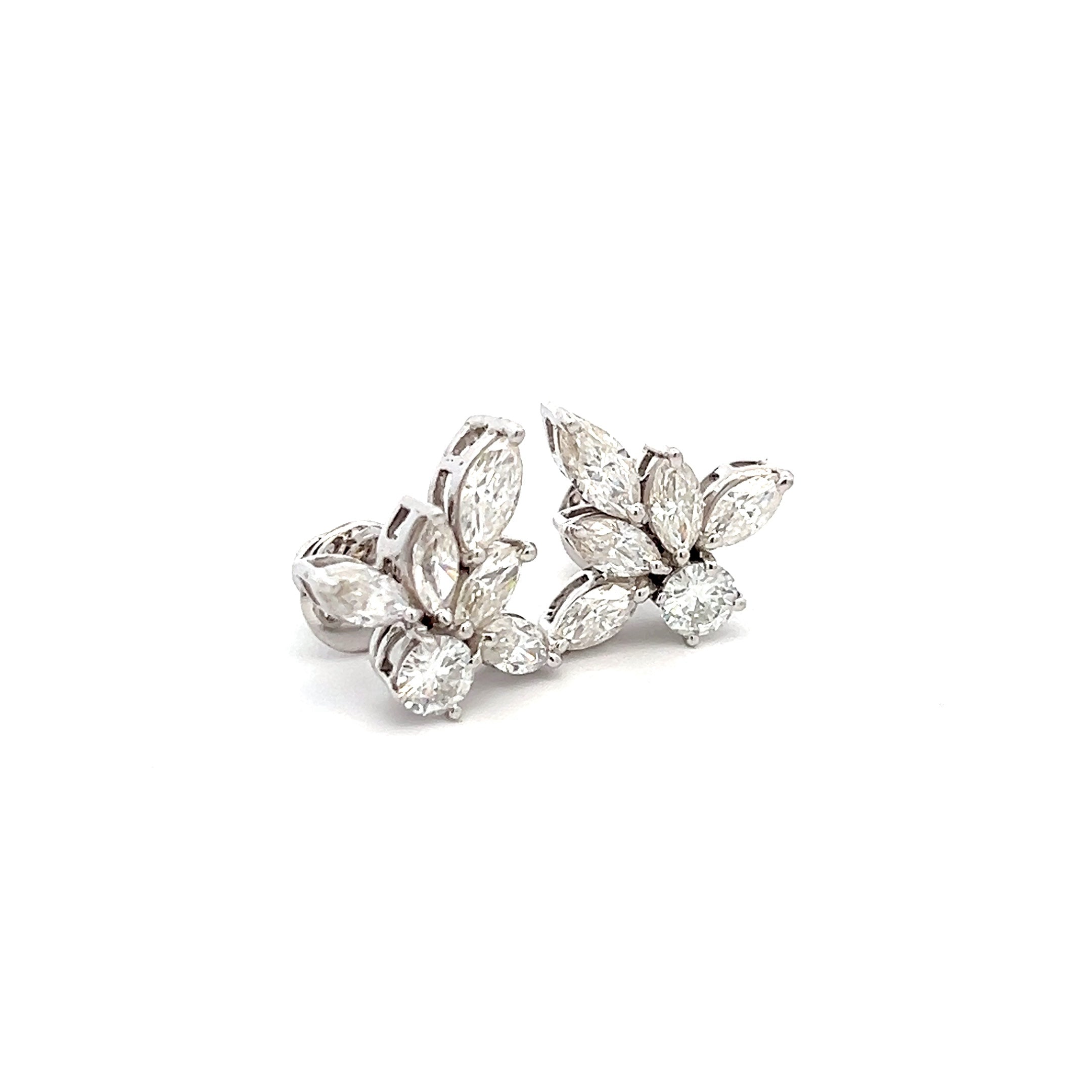 GlitzBloom 3.24ct Marquise Shape Ear Stud In 14k White Gold With Diamos Lab Grown Moissanite