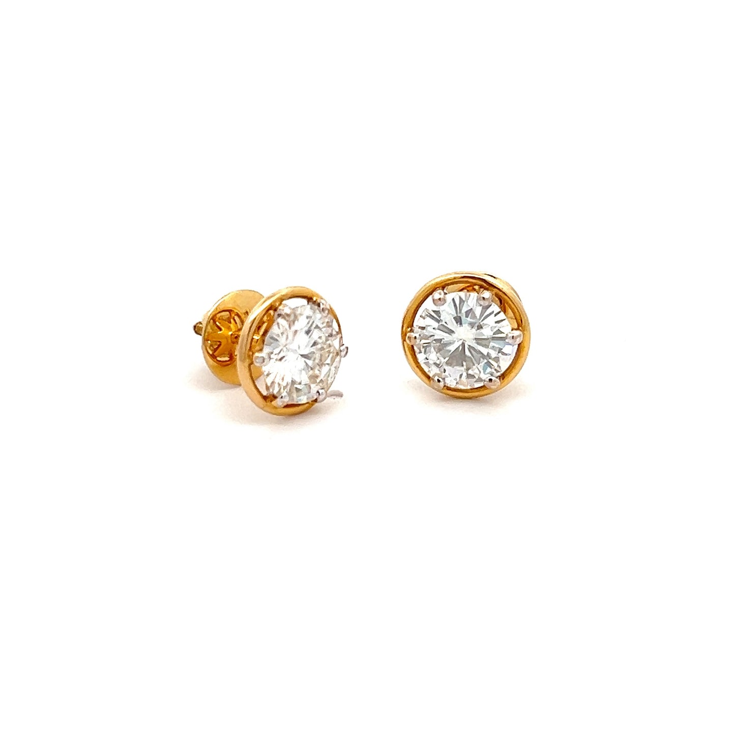 ShineDot 5ct Round Shape Ear Stud In 14k Gold With Diamos Lab Grown Moissanite