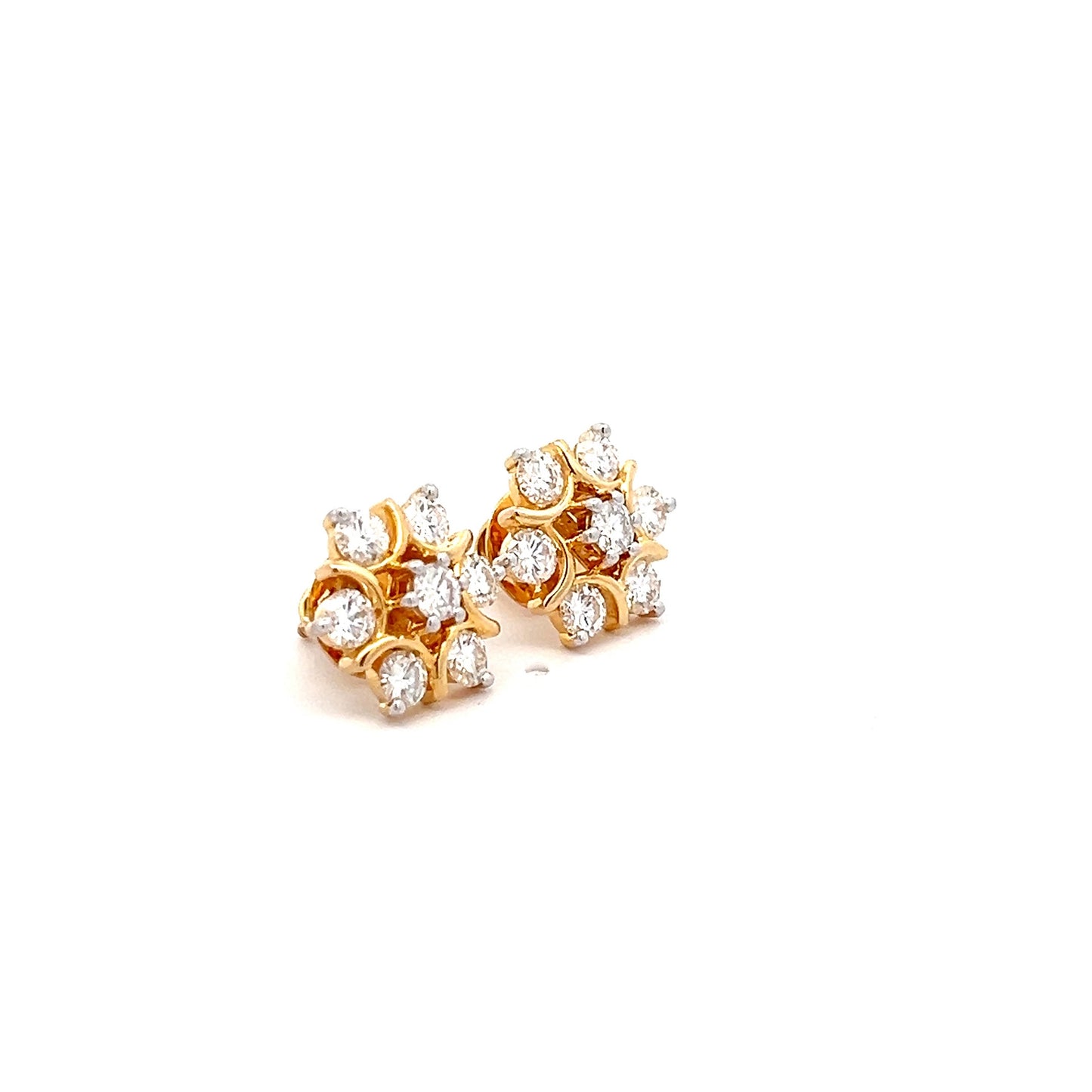 GlintBloom 2.24ct Round Shape Ear Stud In 14k Gold With Diamos Lab Grown Moissanite