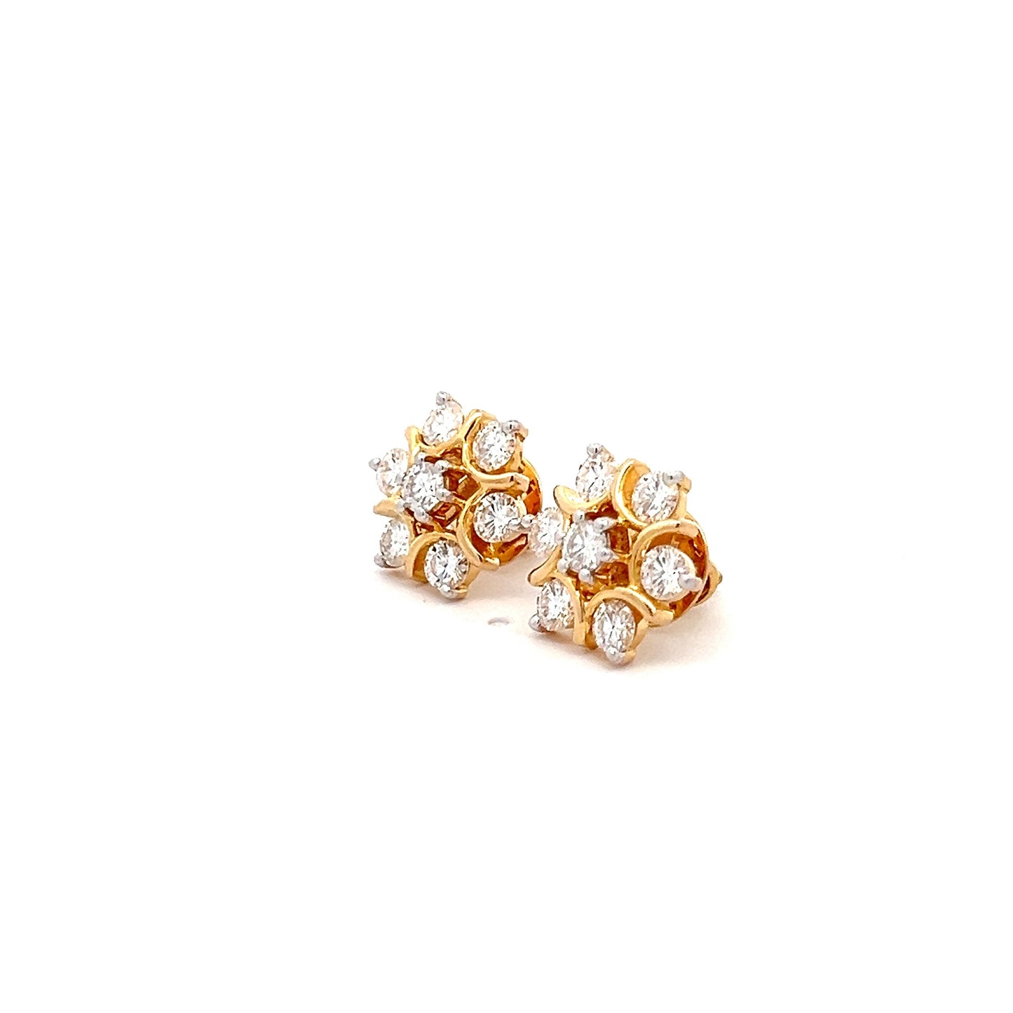 GlintBloom 2.24ct Round Shape Ear Stud In 14k Gold With Diamos Lab Grown Moissanite