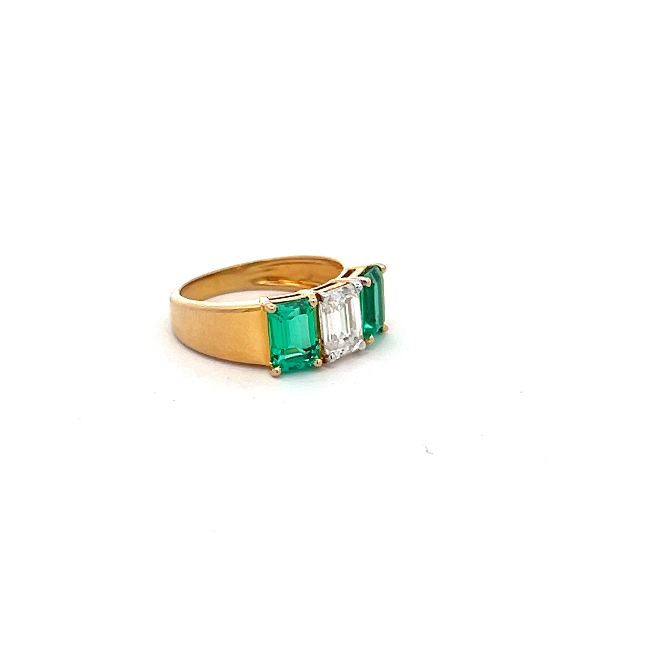 Starry Serenade 2.75ct Colombian Emerald Ring in 14k Gold with Diamos Lab Grown Moissanite