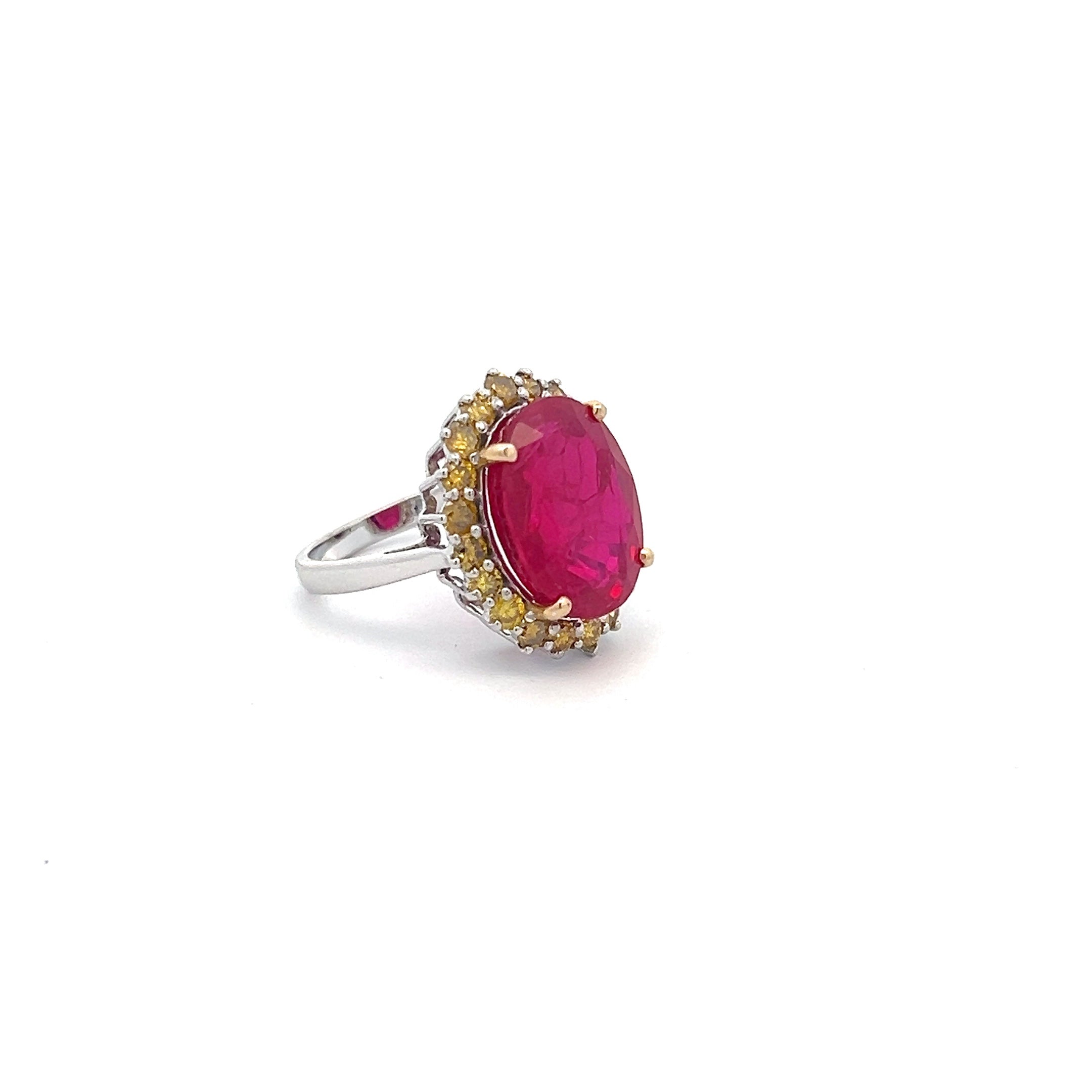 Mystic Glimmer 15.26ct Ruby Ring In 14k Gold With Diamond