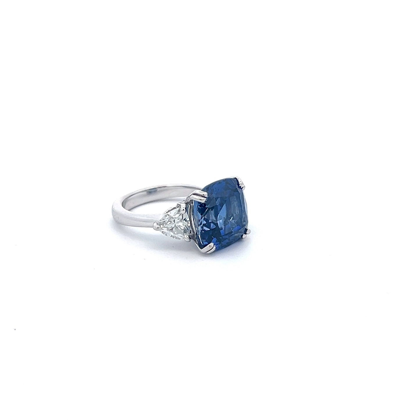 Celestial Shine 13.59ct Lab Grown Colombian Blue Sapphire in 14k White Gold with Diamos Lab Grown Moissanite