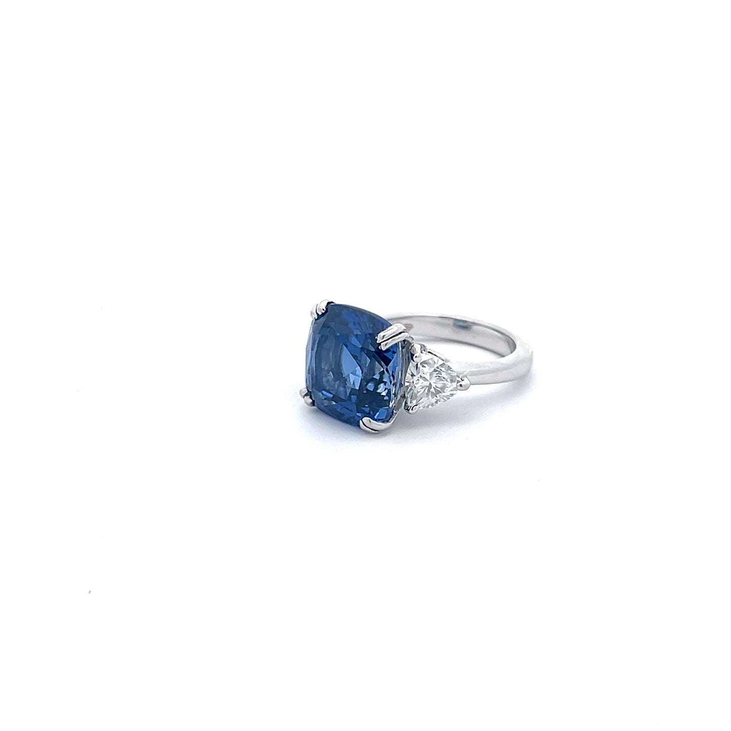 Celestial Shine 13.59ct Lab Grown Colombian Blue Sapphire in 14k White Gold with Diamos Lab Grown Moissanite