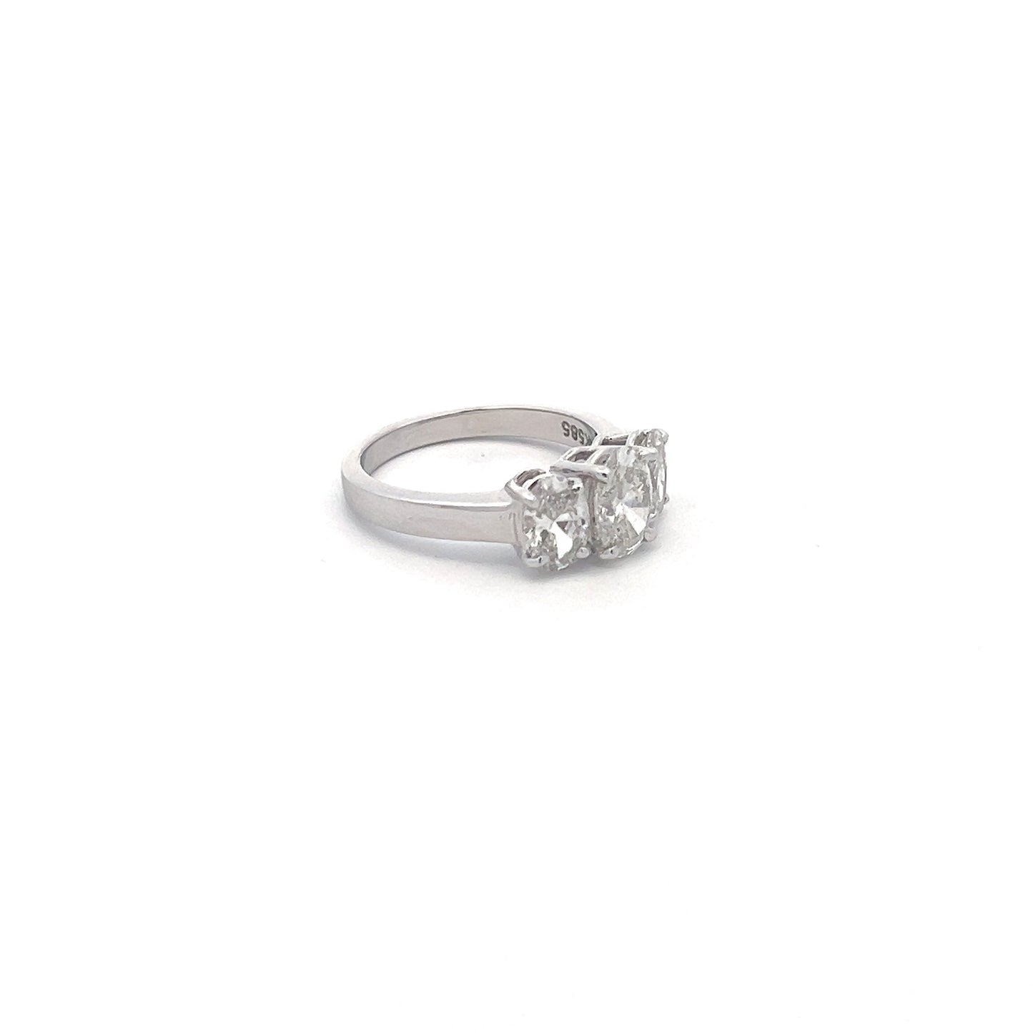 Galaxy's Glint 2.10ct Oval Shape Ring in 14k White Gold with Diamos Lab Grown Diamond