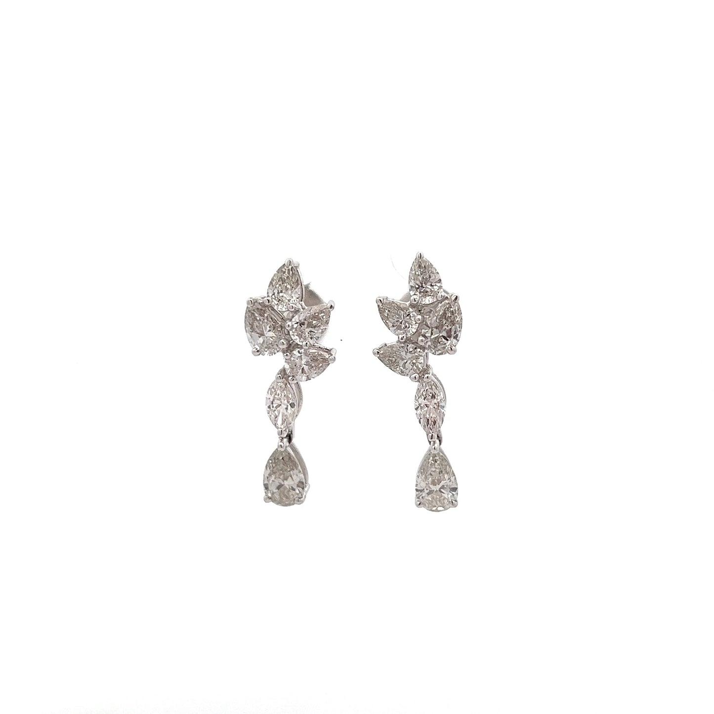 Crystal Crown 5.82ct Marquise Shape Ear Stud In 14k White Gold With Diamos Lab Grown Diamond