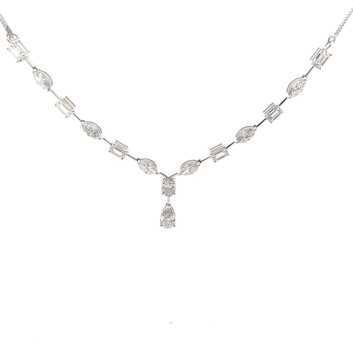 DazzleTrail 8.82ct Multi-Shape Necklace In 14k White Gold With Diamos Lab Grown Diamond