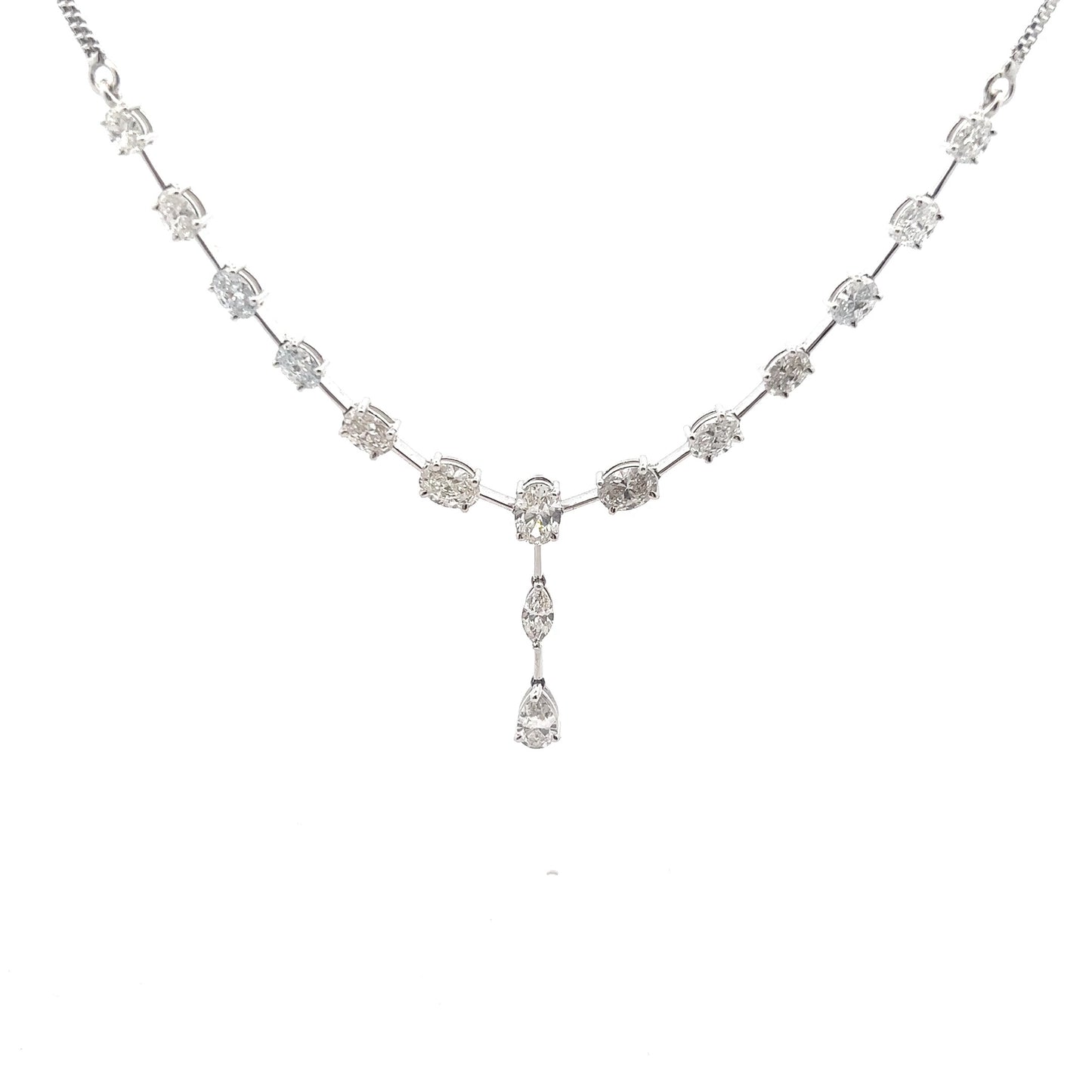 CrystalArc 7.62ct Oval Shape Necklace In 14k White Gold With Diamos Lab Grown Diamond