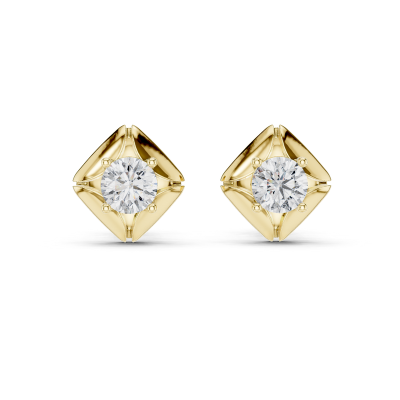 0.50 CT Round Lab Grown Diamond Geometric Stud Earrings