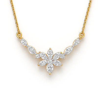 arquise & Pear Lab Grown Diamond Flower Cluster Mangalsutra Pendant