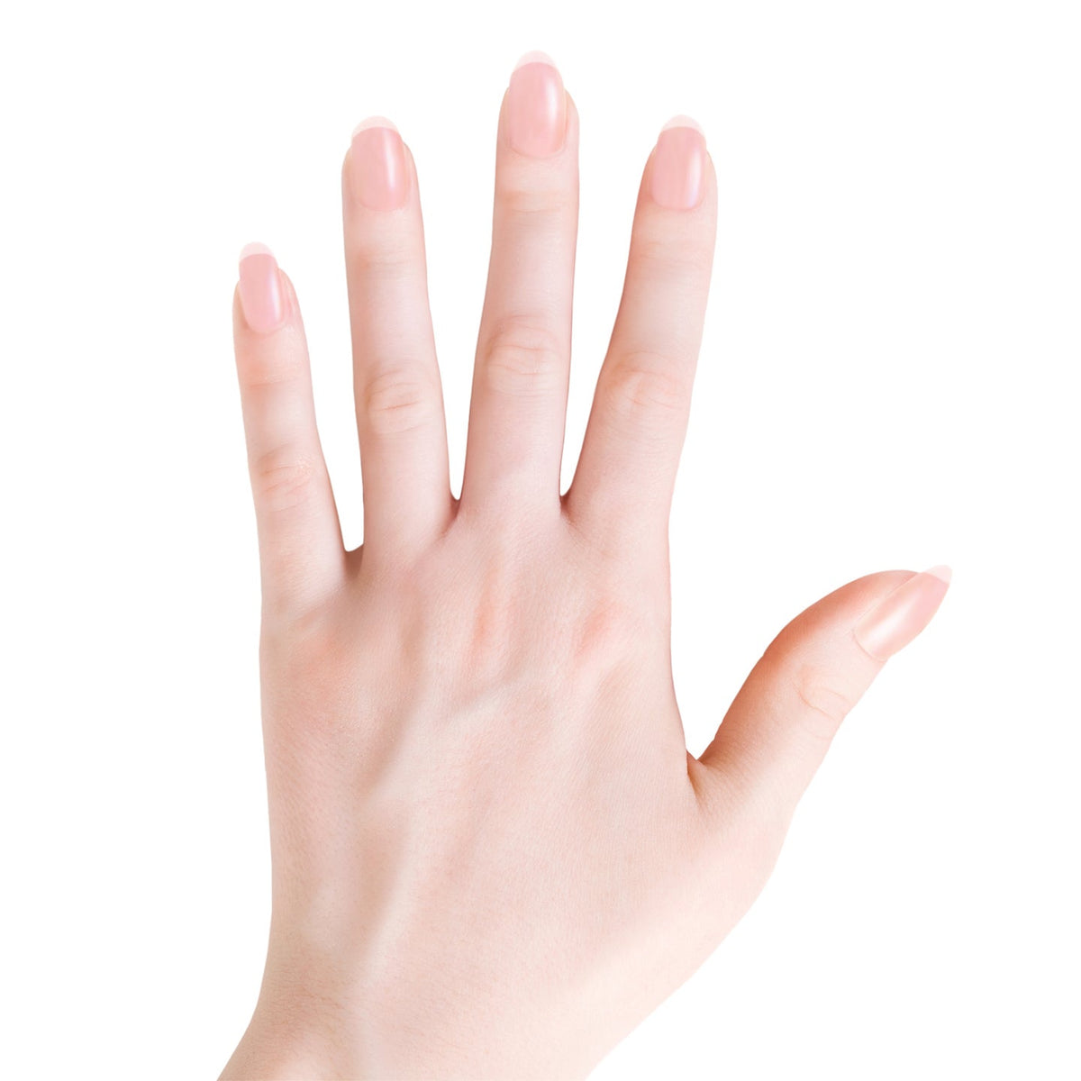A hand wearing a round solitaire