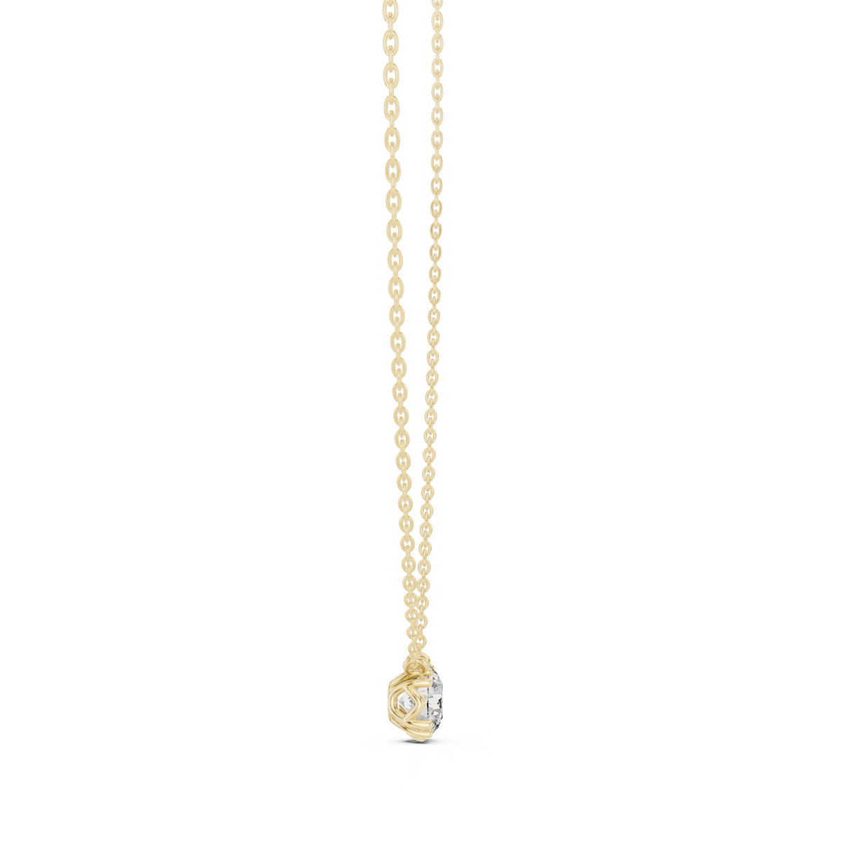 Round Cut Lab Grown Diamond Solitaire Pendant, Yellow Gold