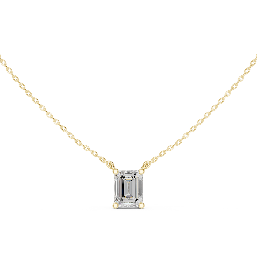 Emerald IGI Certified Lab Grown Diamond Solitaire Pendant, Yellow Gold