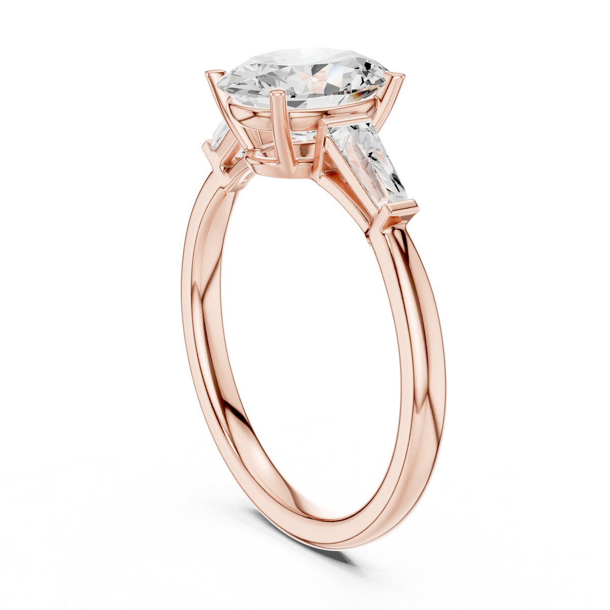 Oval Cut Lab-Grown Diamond Three Stone Anniversary Ring, Rose Gold