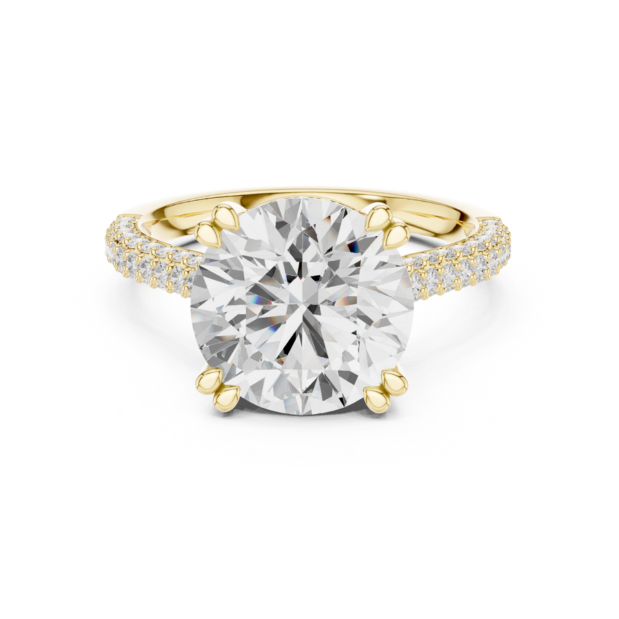 4 Ct Round Cut Hidden Halo Lab Grown Diamond Engagement Ring, Yellow Gold