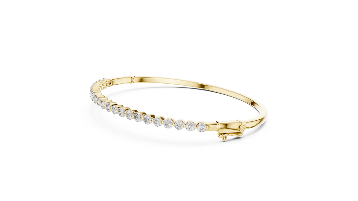 Classic Round Lab Grown Diamond Bangle Bracelet, Yellow Gold