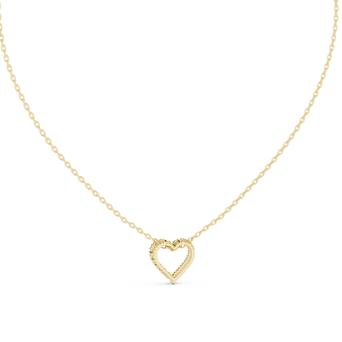 0.20 CT Round Lab Grown Diamond Open Heart Pendant, Yellow Gold