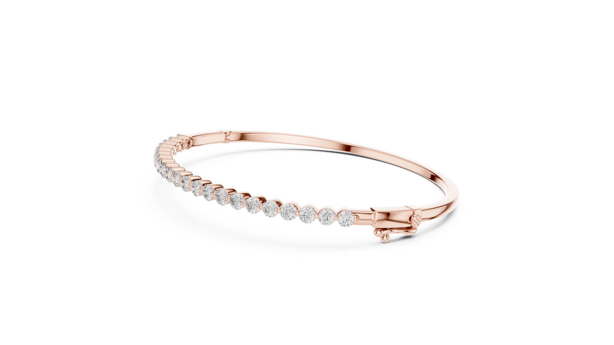 Classic Round Lab Grown Diamond Bangle Bracelet, Rose Gold