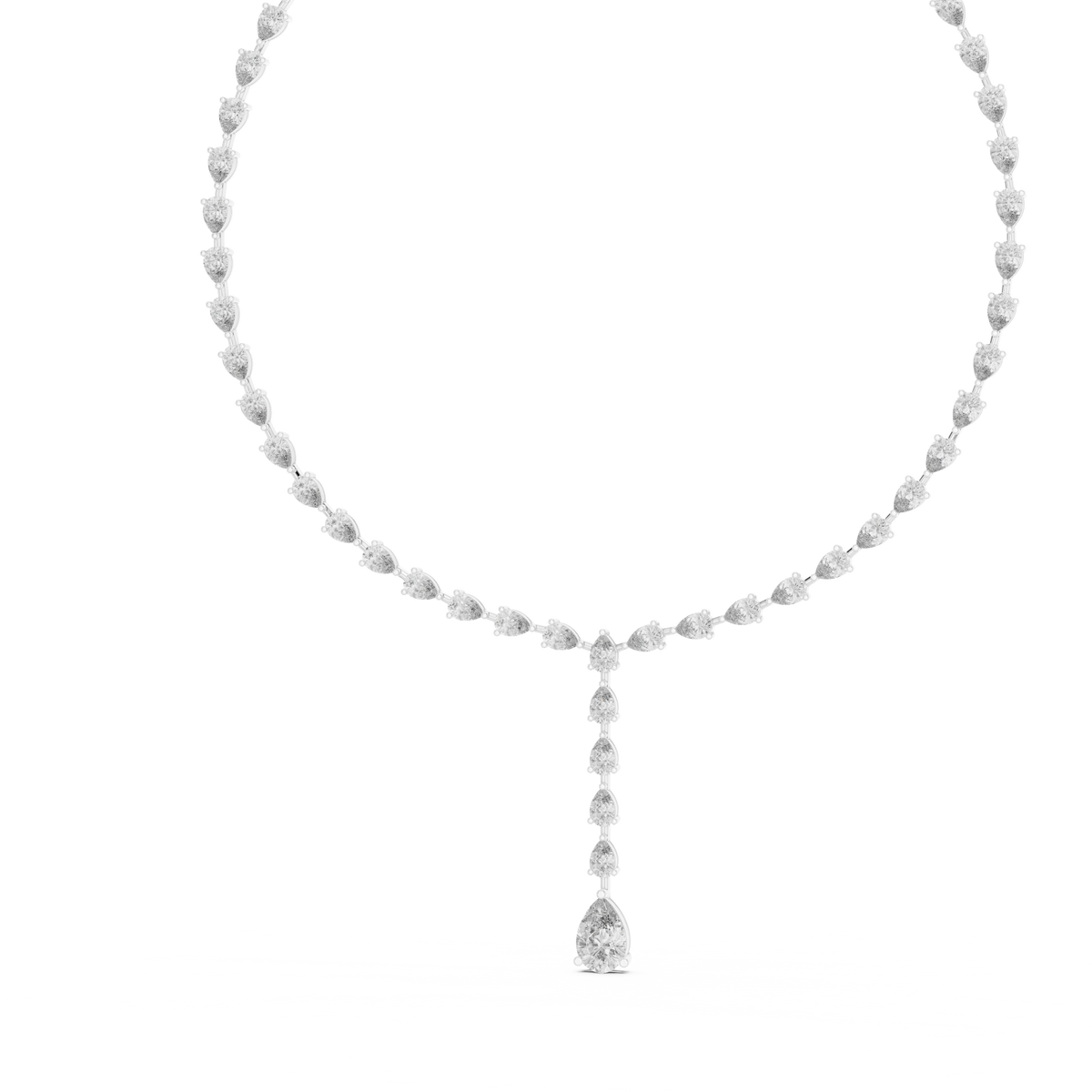 Serena Pear Lab Grown Diamond Tennis Necklace, White Gold