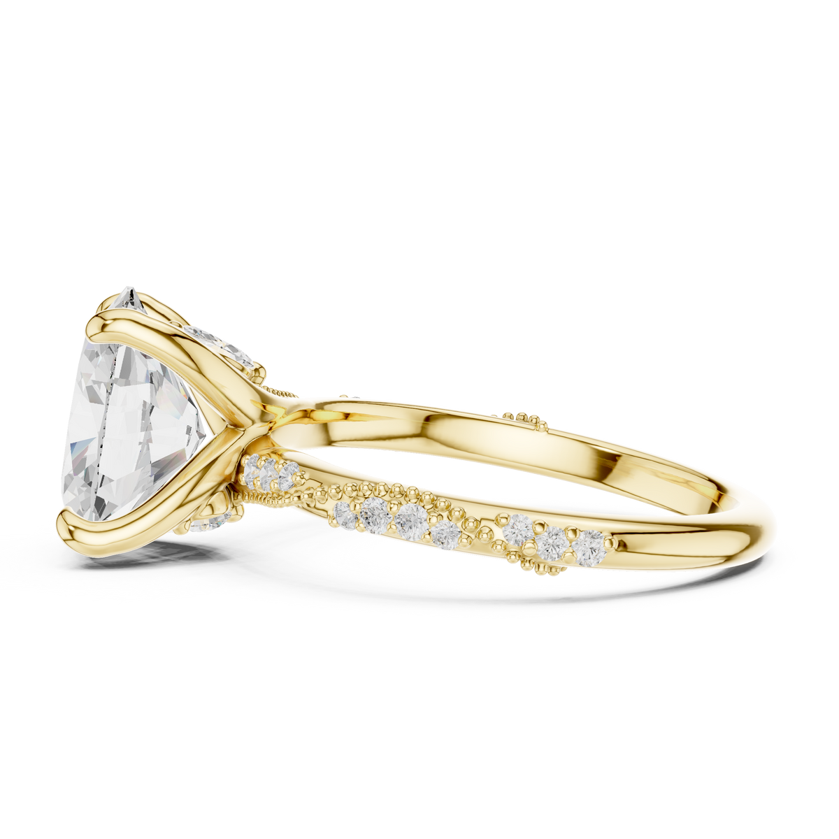 IGI Certified Oval Cut Lab-Grown Diamond Engagement Ring, Yellow Gold