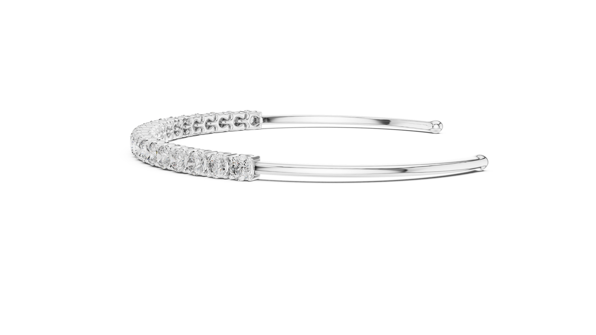 Classic Round Lab Grown Diamond Open Cuff Bracelet, White Gold