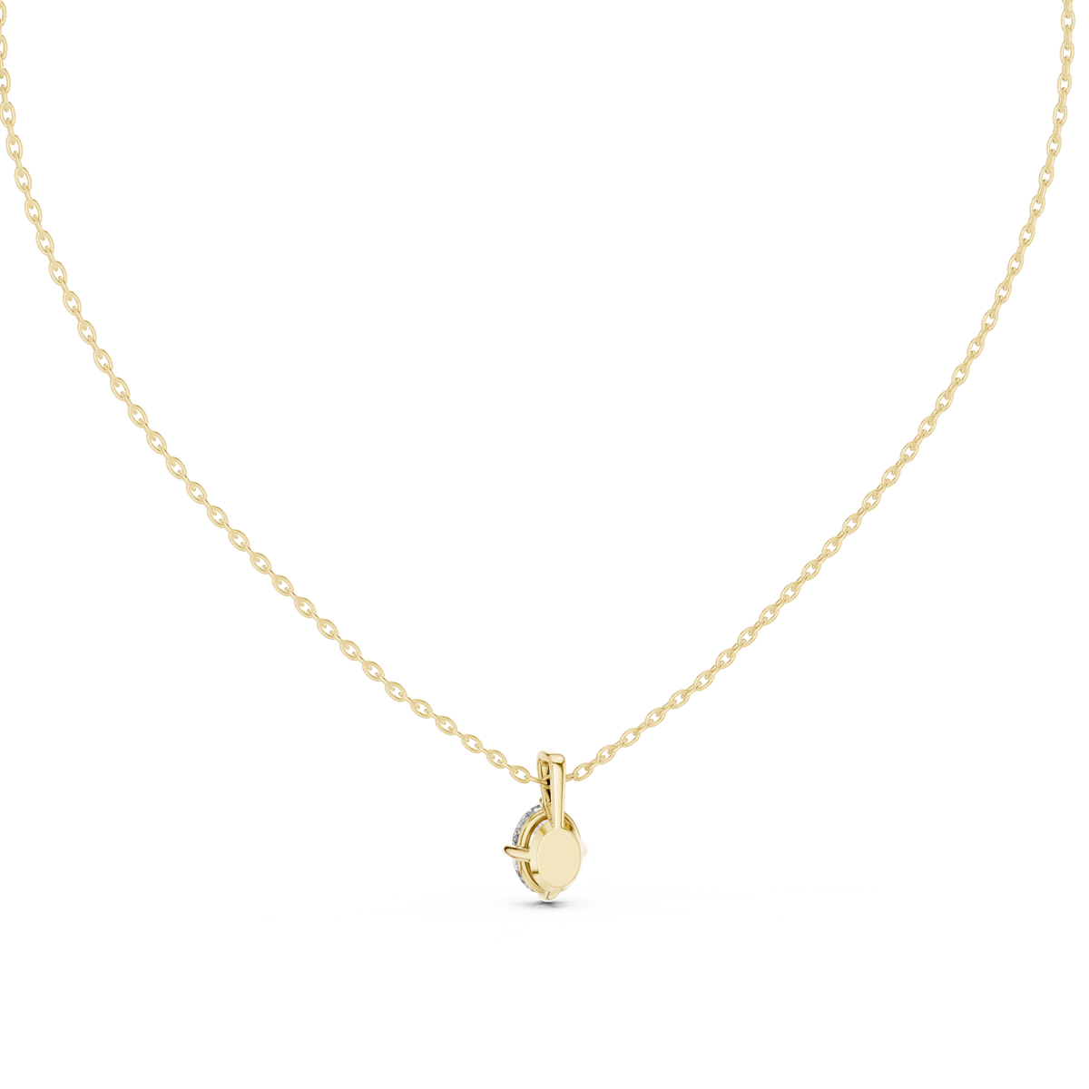 1.00 CT Oval Cut Lab Grown Diamond Solitaire Pendant, Yellow Gold